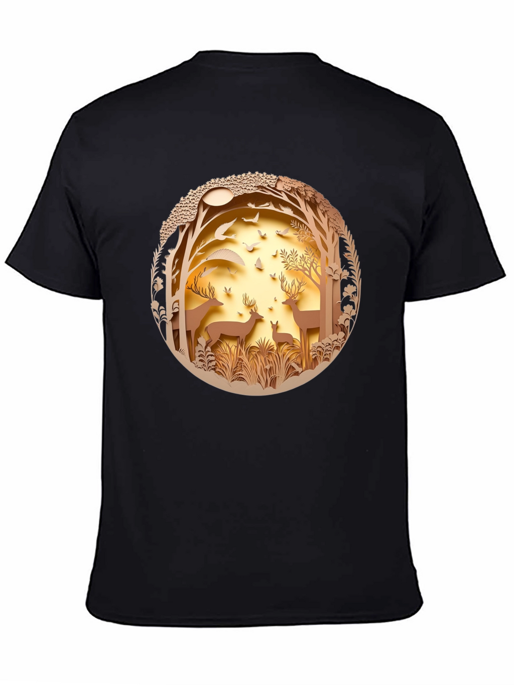 Nature Deer Graphic Black T-Shirt
