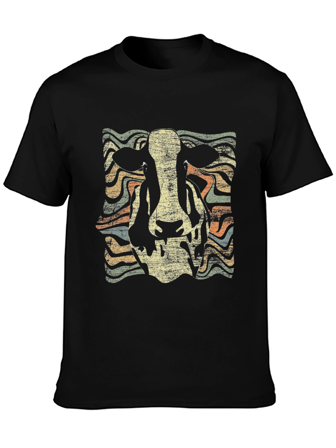 Retro Cow Graphic Tee - Black