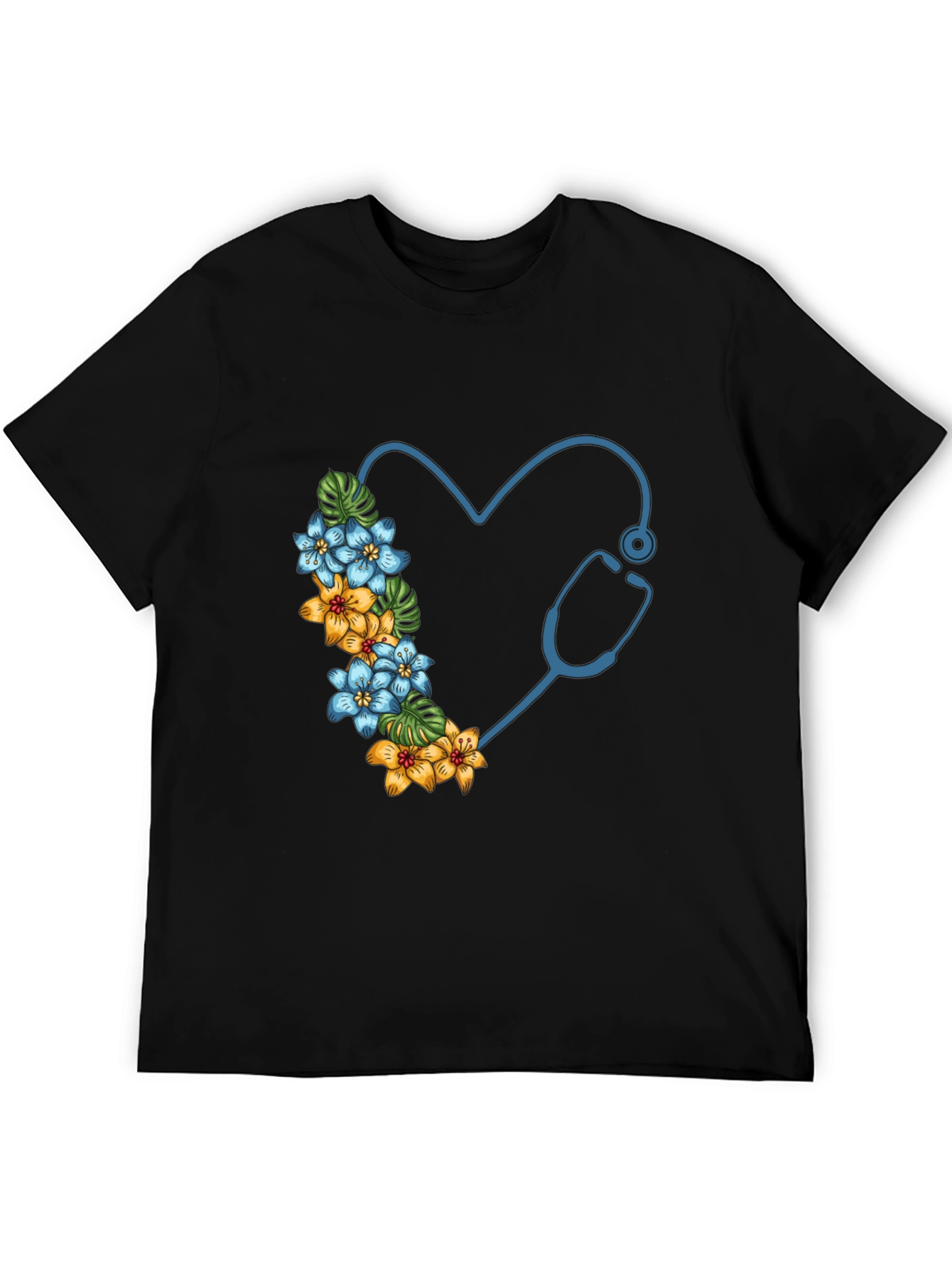 Floral Stethoscope Heart Graphic Tee