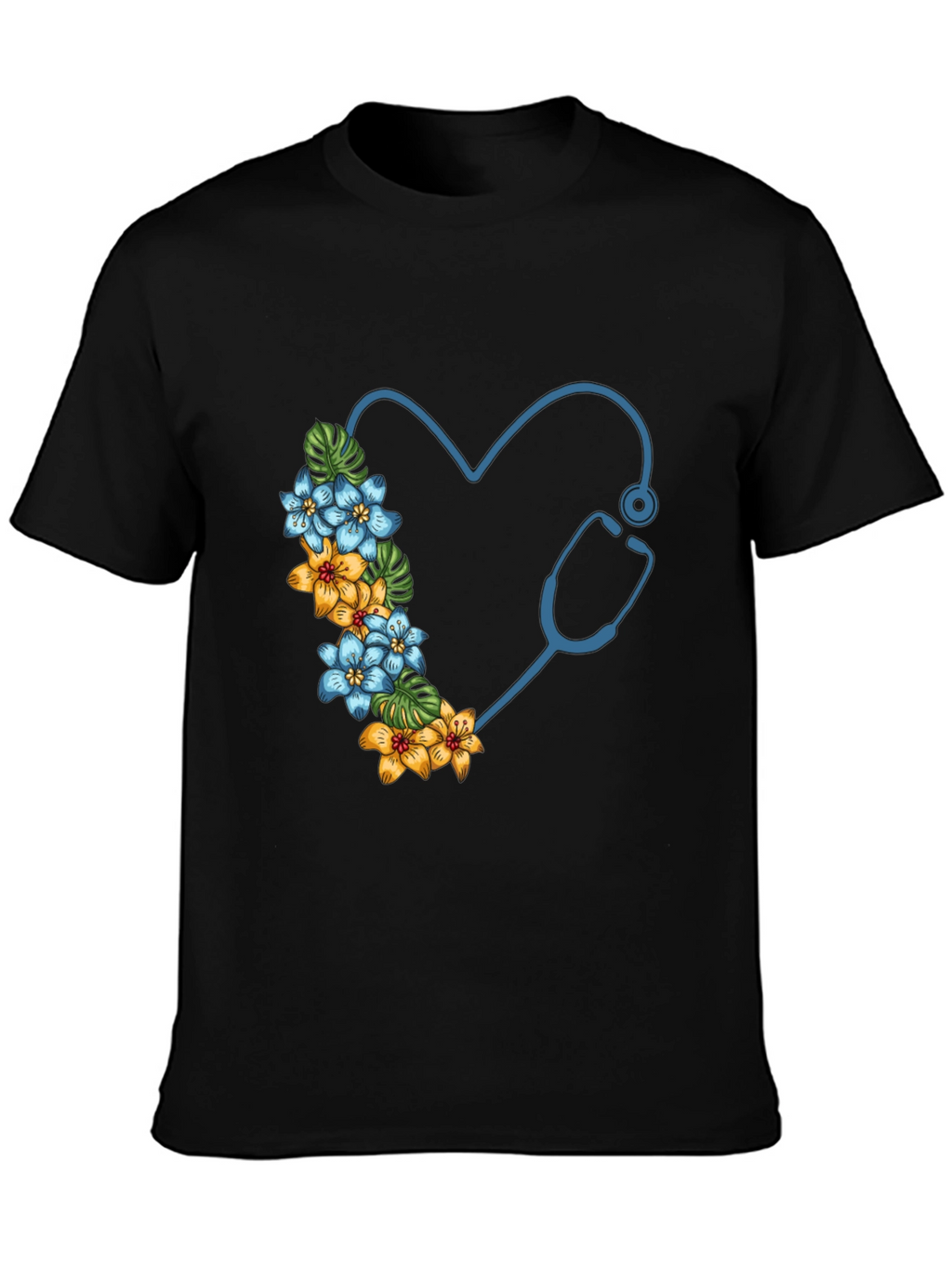 Floral Stethoscope Heart Graphic Tee