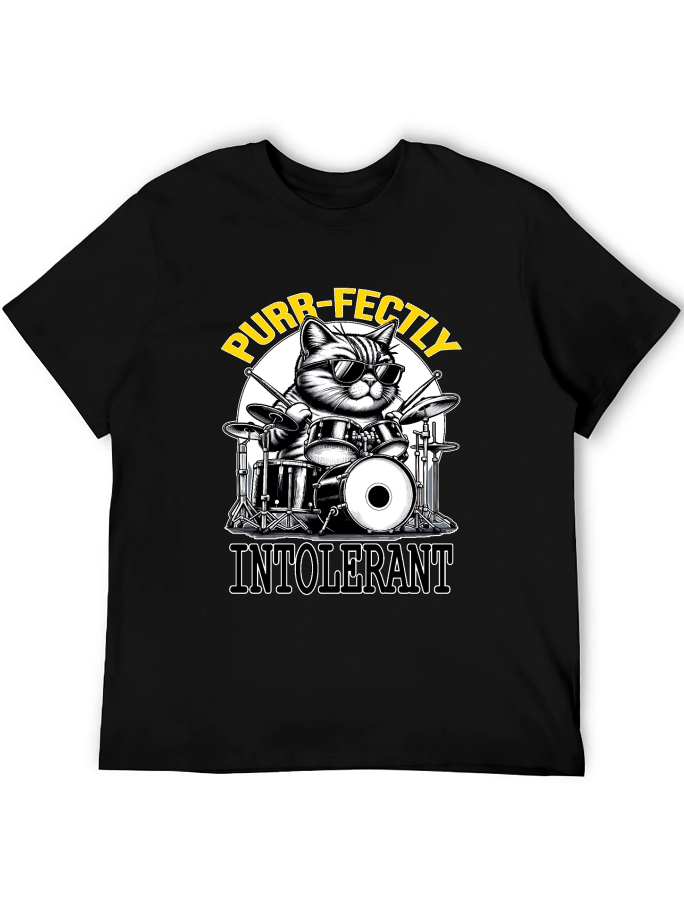 Purr-fectly Intolerant Cat Drummer T-Shirt