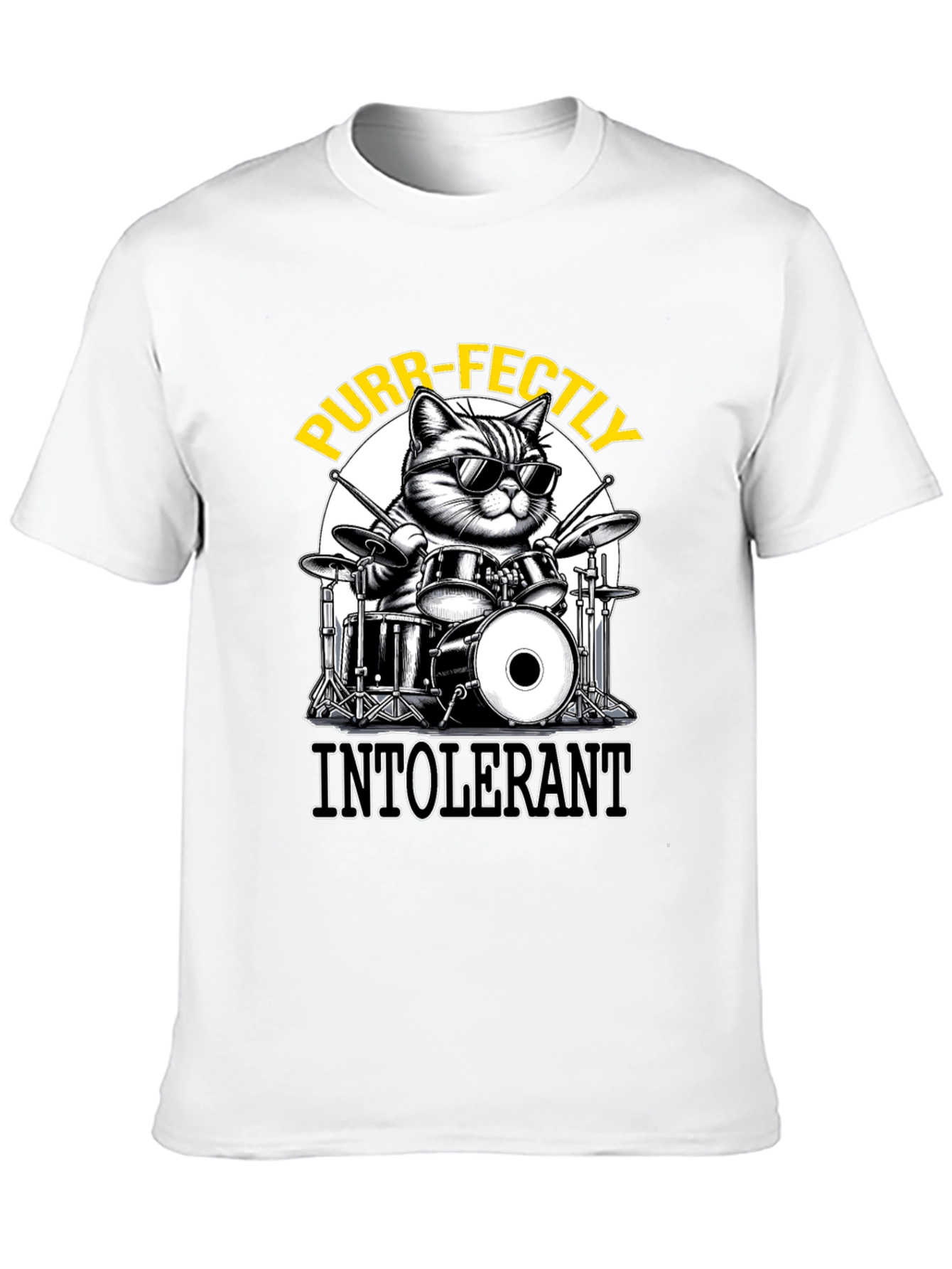 Purr-fectly Intolerant Cat Drummer T-Shirt