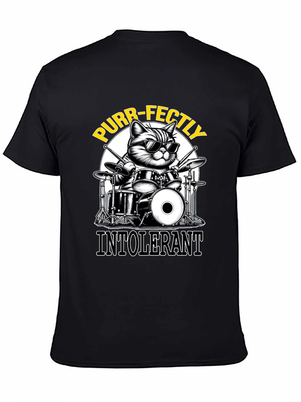 Purr-fectly Intolerant Cat Drummer T-Shirt