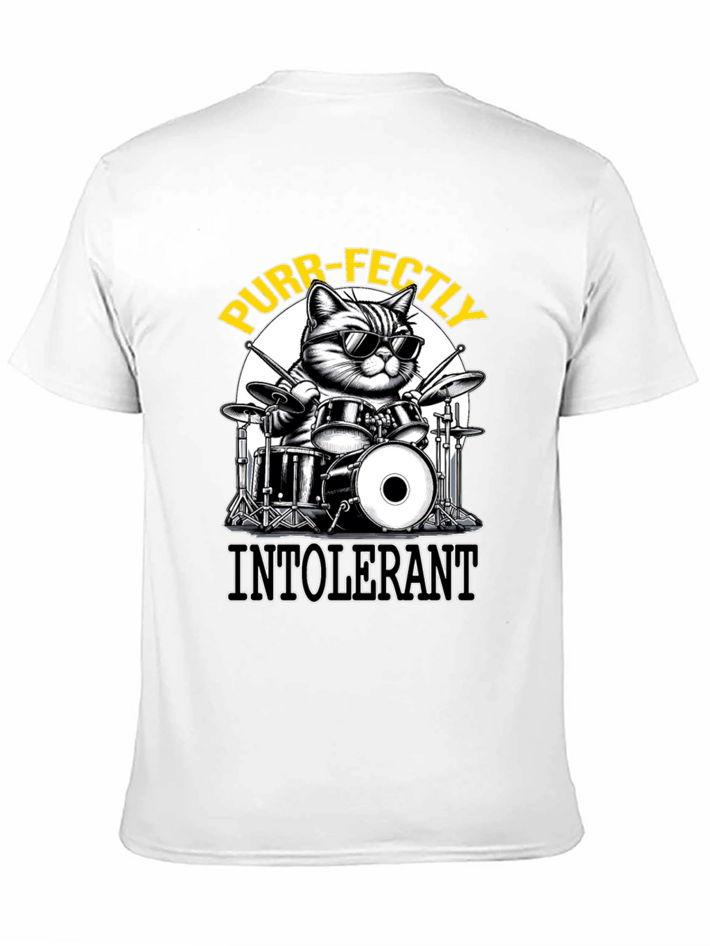 Purr-fectly Intolerant Cat Drummer T-Shirt