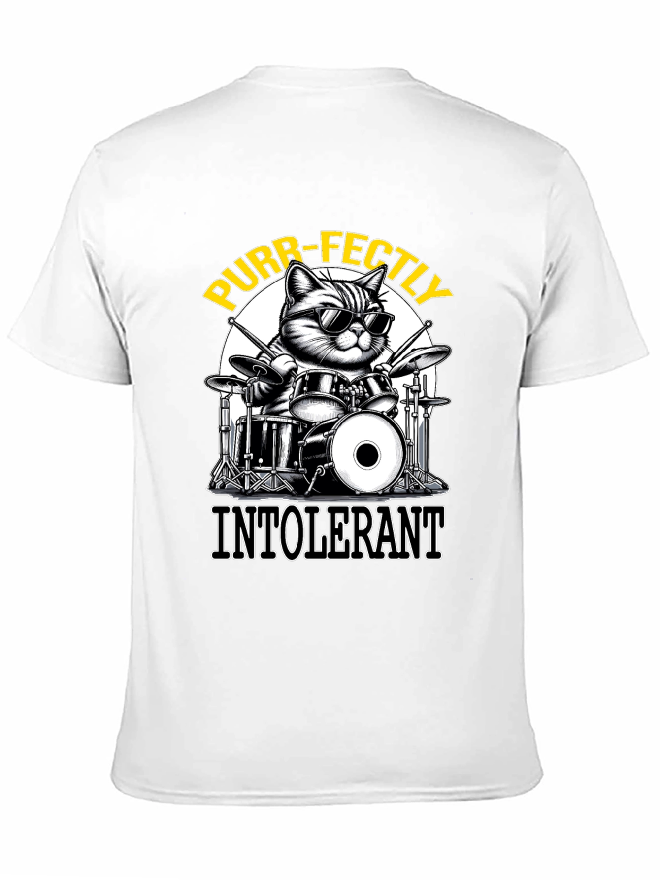 Purr-fectly Intolerant Cat Drummer T-Shirt