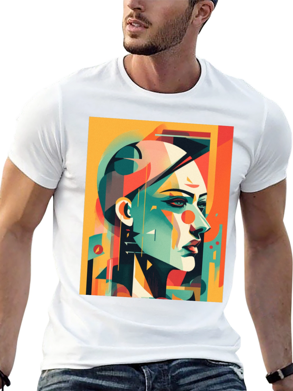 Abstract Geometric Portrait T-Shirt