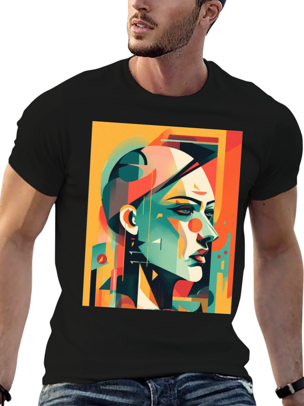 Abstract Geometric Portrait T-Shirt