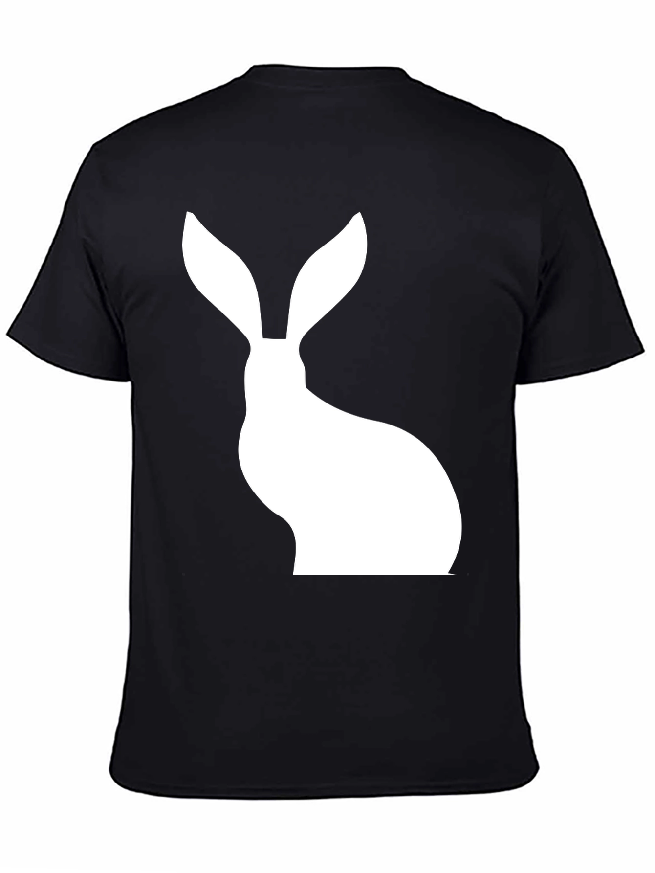 Rabbit Silhouette Graphic Tee - Black Cotton Blend