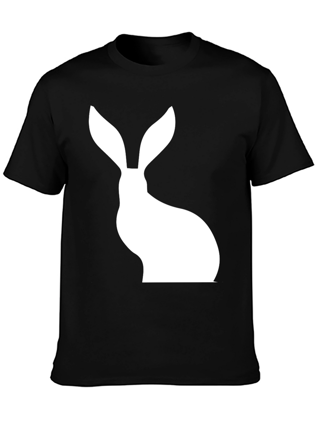 Rabbit Silhouette Graphic Tee - Black Cotton Blend
