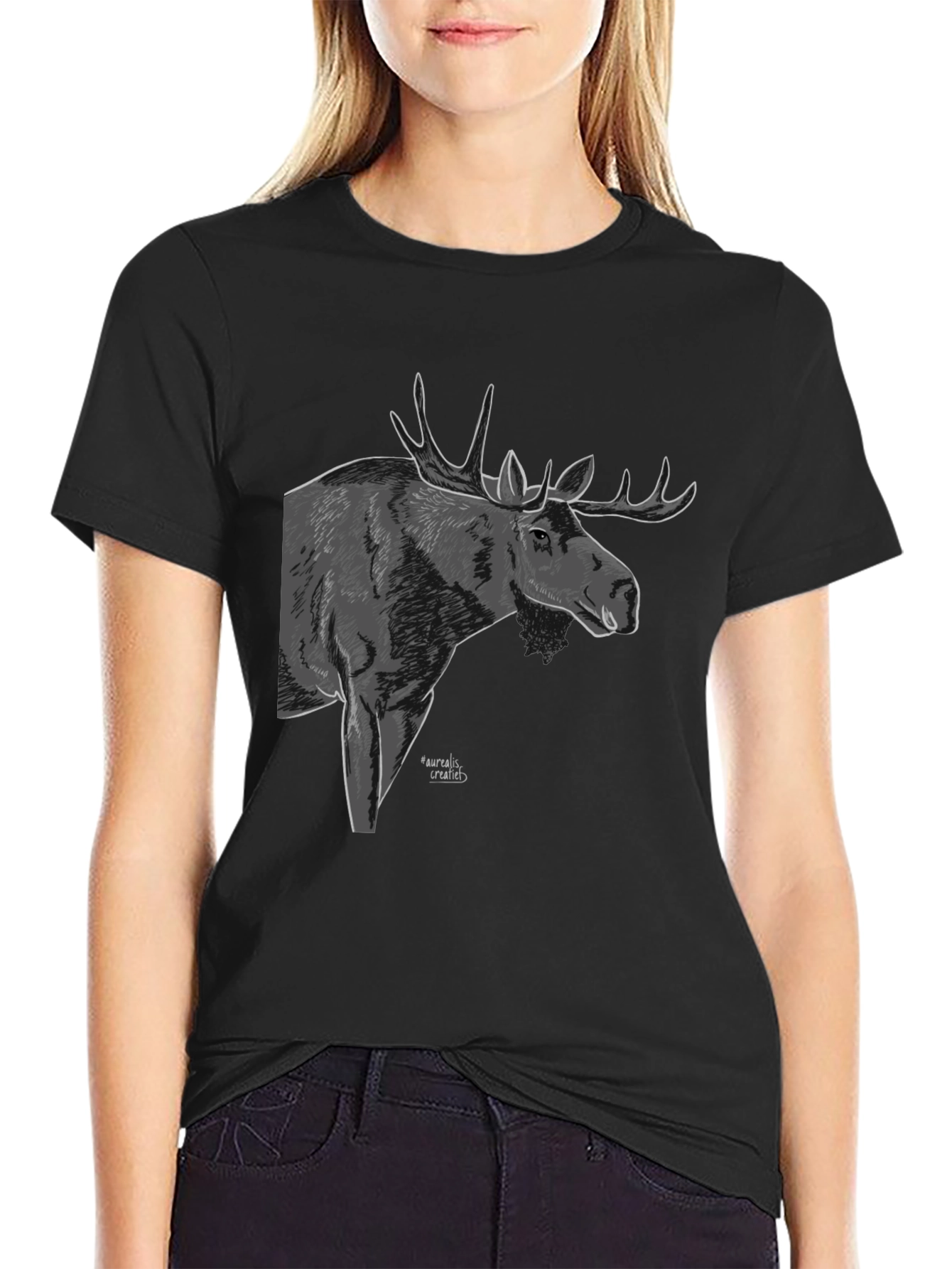 Moose Graphic T-Shirt - Black