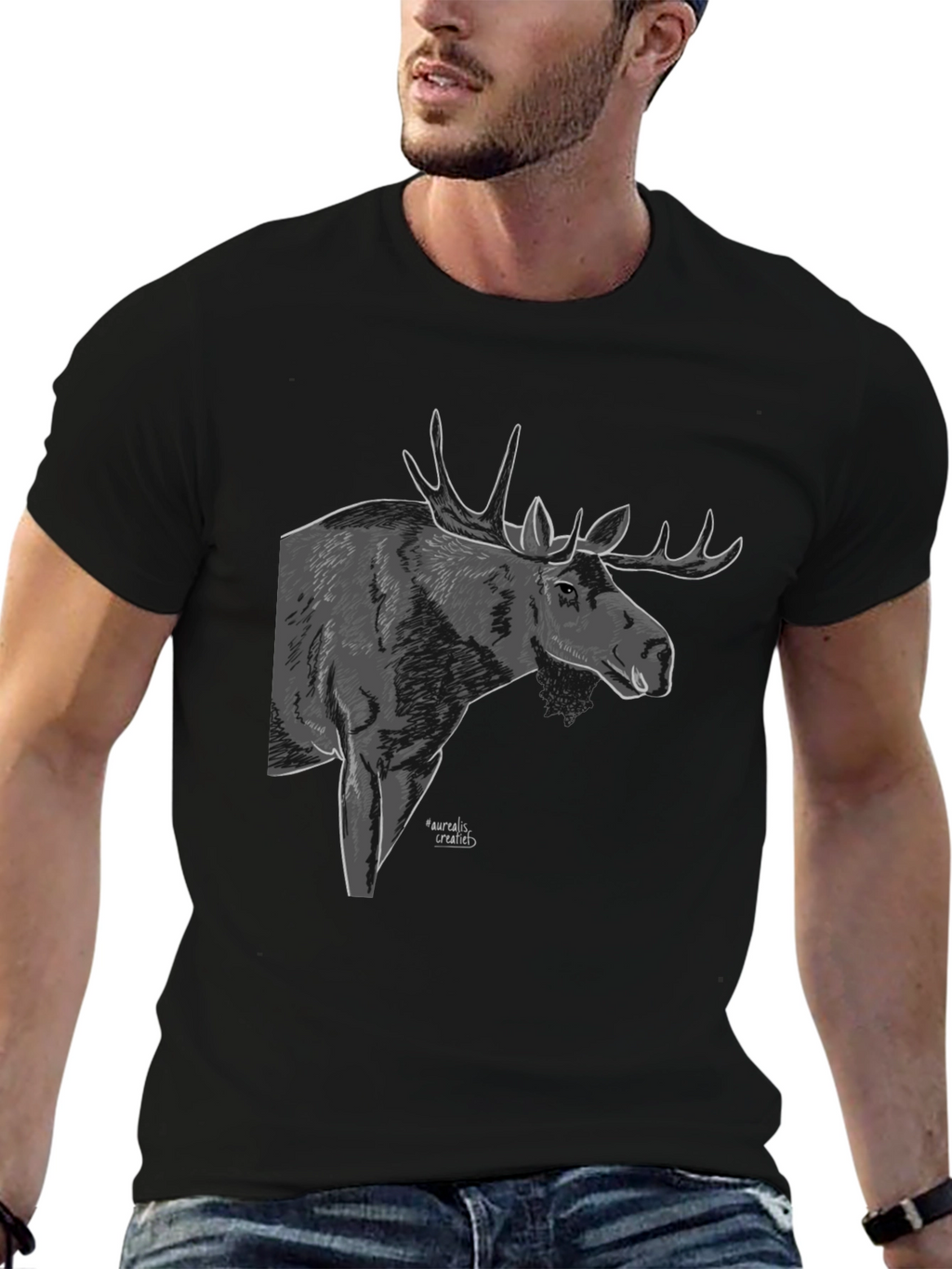 Moose Graphic T-Shirt - Black