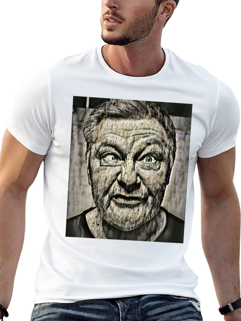 Cross-Eyed Man Graphic Black T-Shirt