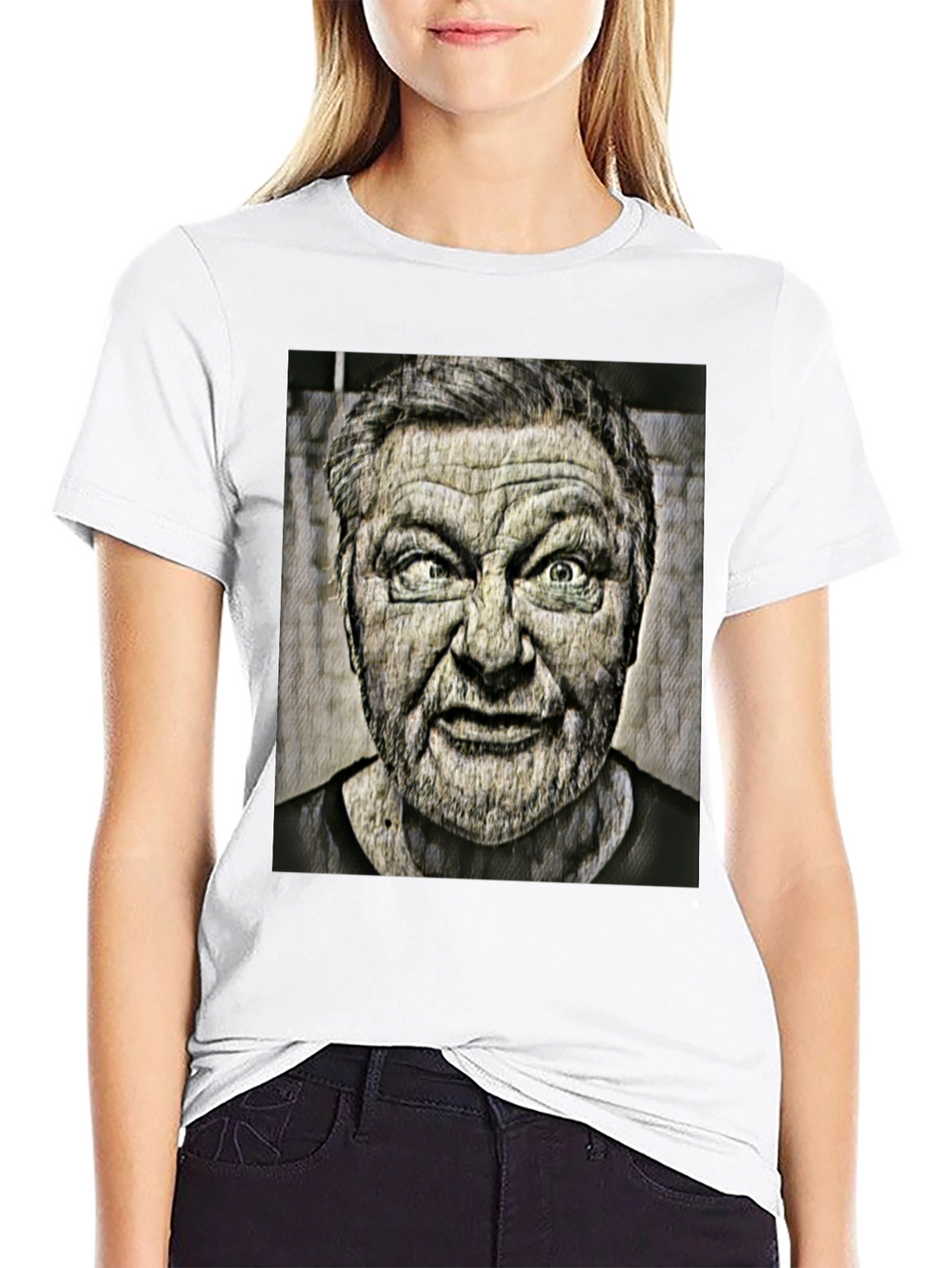 Cross-Eyed Man Graphic Black T-Shirt