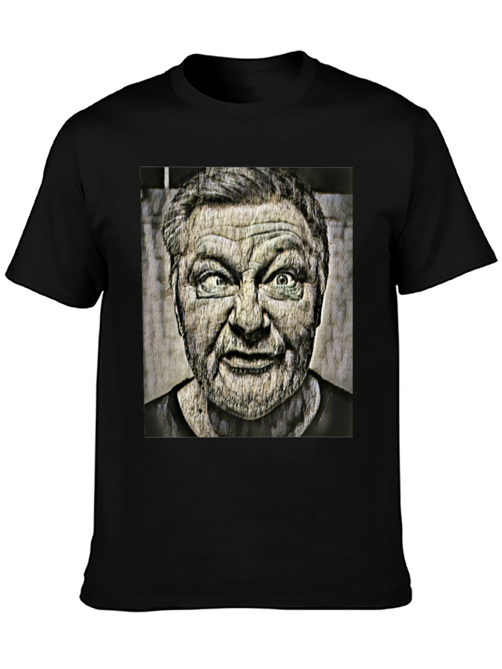 Cross-Eyed Man Graphic Black T-Shirt