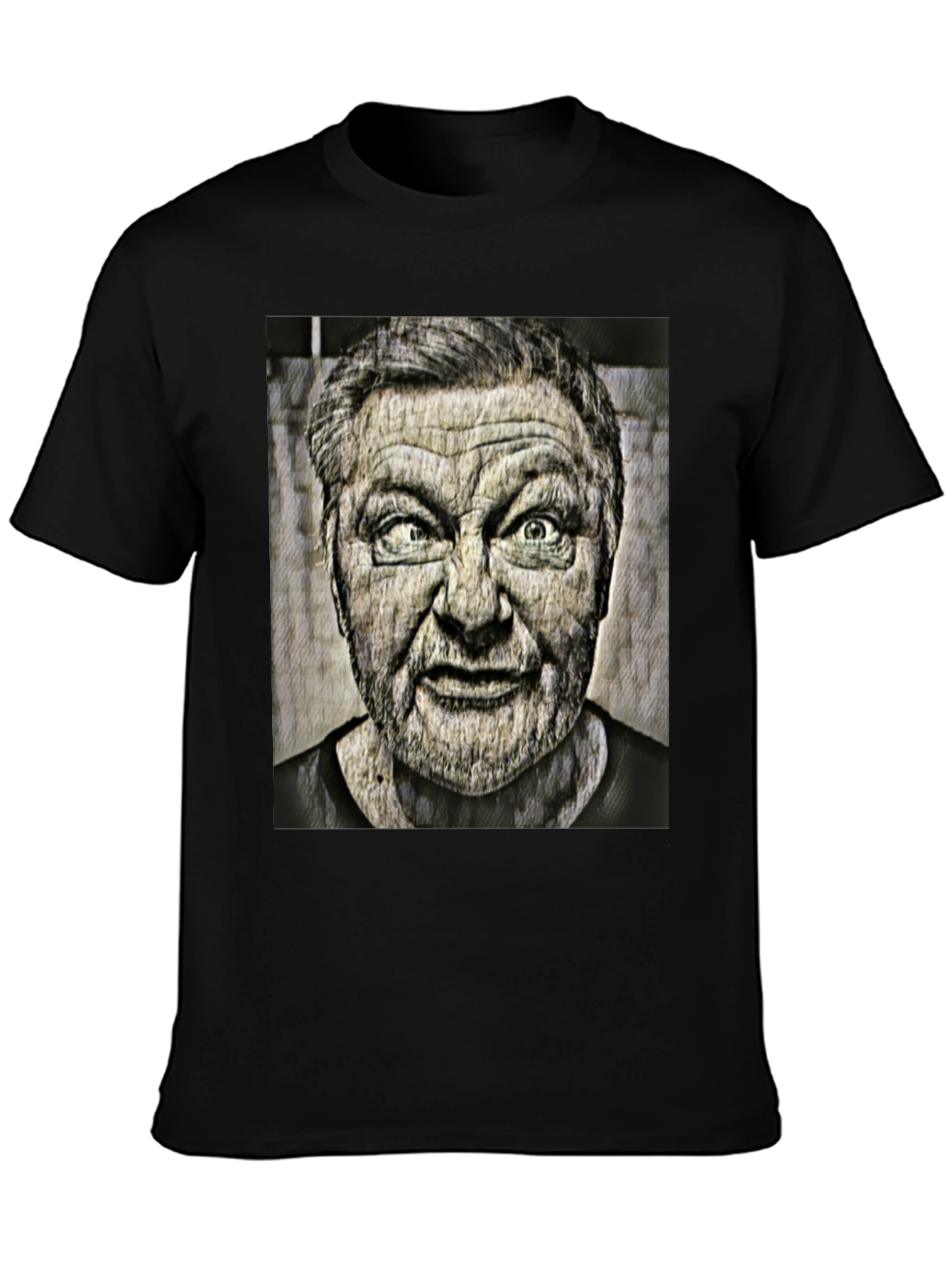 Cross-Eyed Man Graphic Black T-Shirt