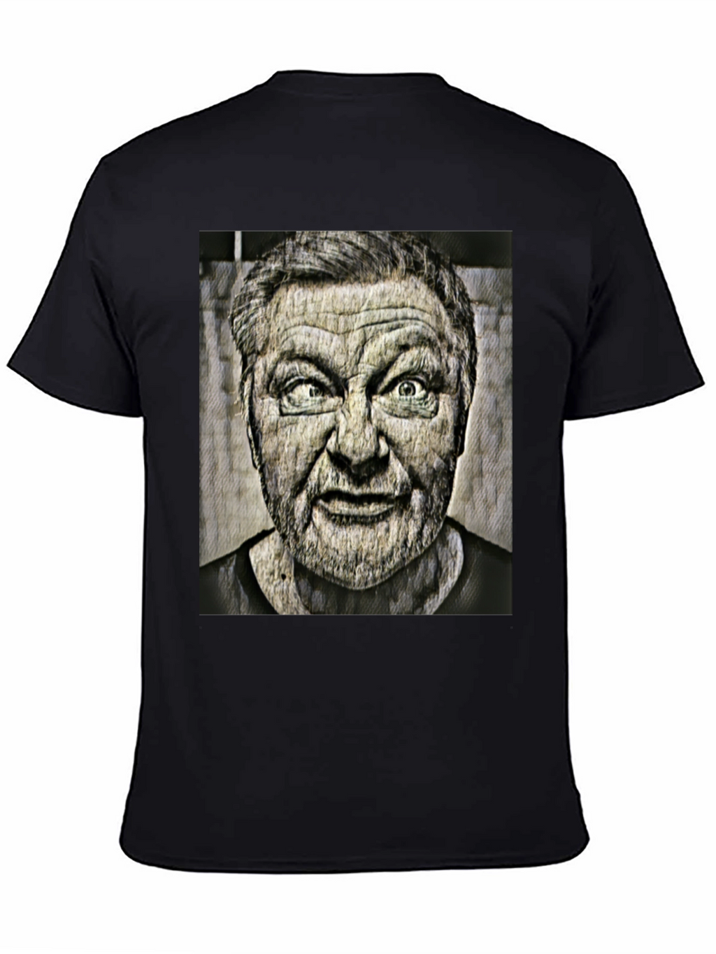 Cross-Eyed Man Graphic Black T-Shirt