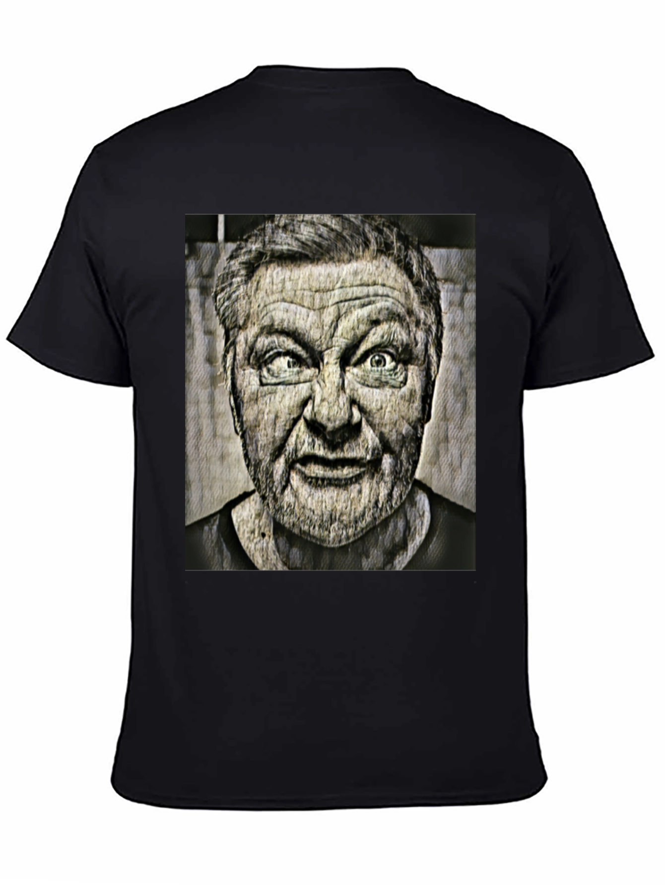 Cross-Eyed Man Graphic Black T-Shirt