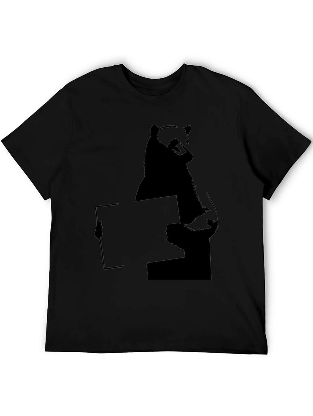 Bear Holding Sign T-Shirt - Black Graphic Tee