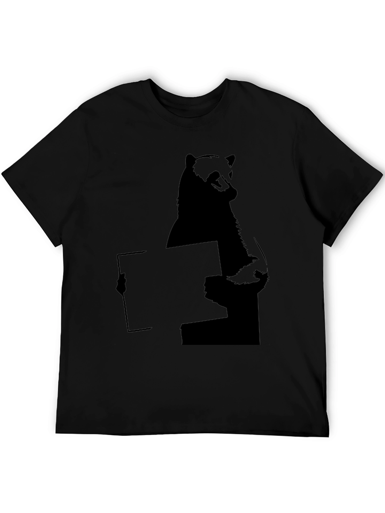 Bear Holding Sign T-Shirt - Black Graphic Tee