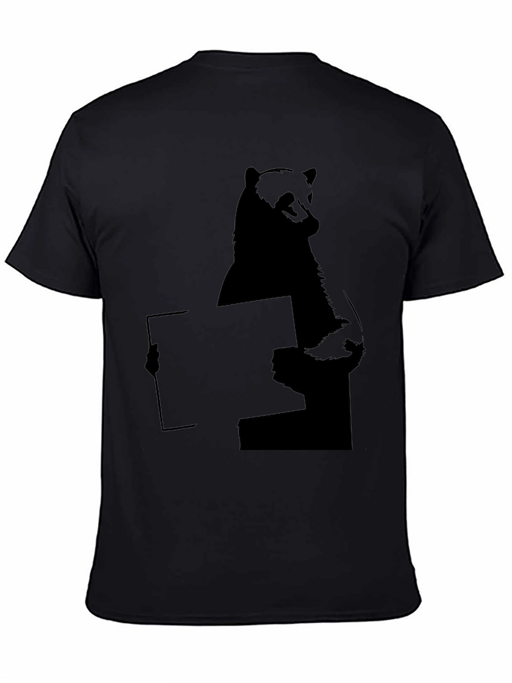 Bear Holding Sign T-Shirt - Black Graphic Tee