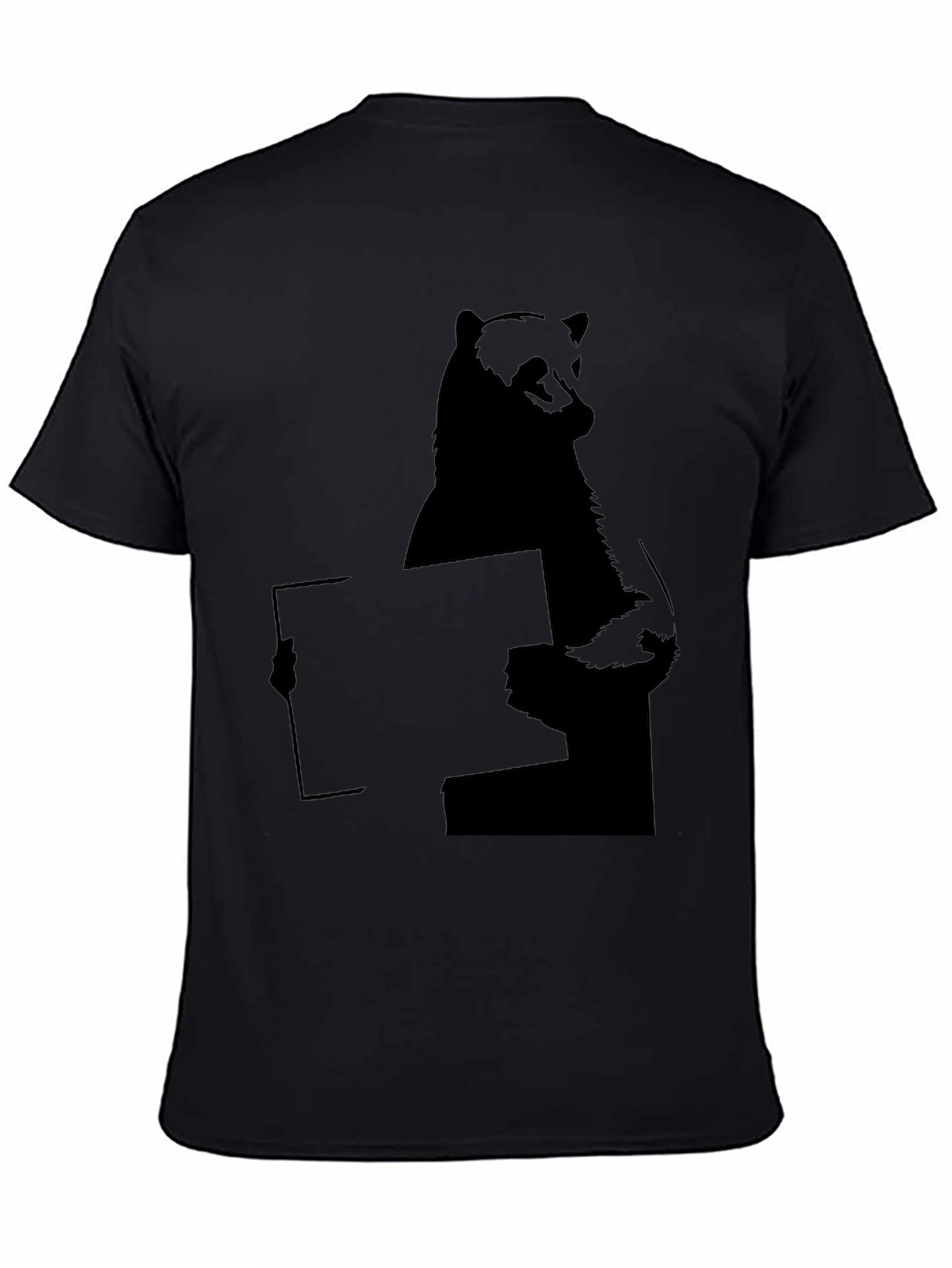 Bear Holding Sign T-Shirt - Black Graphic Tee