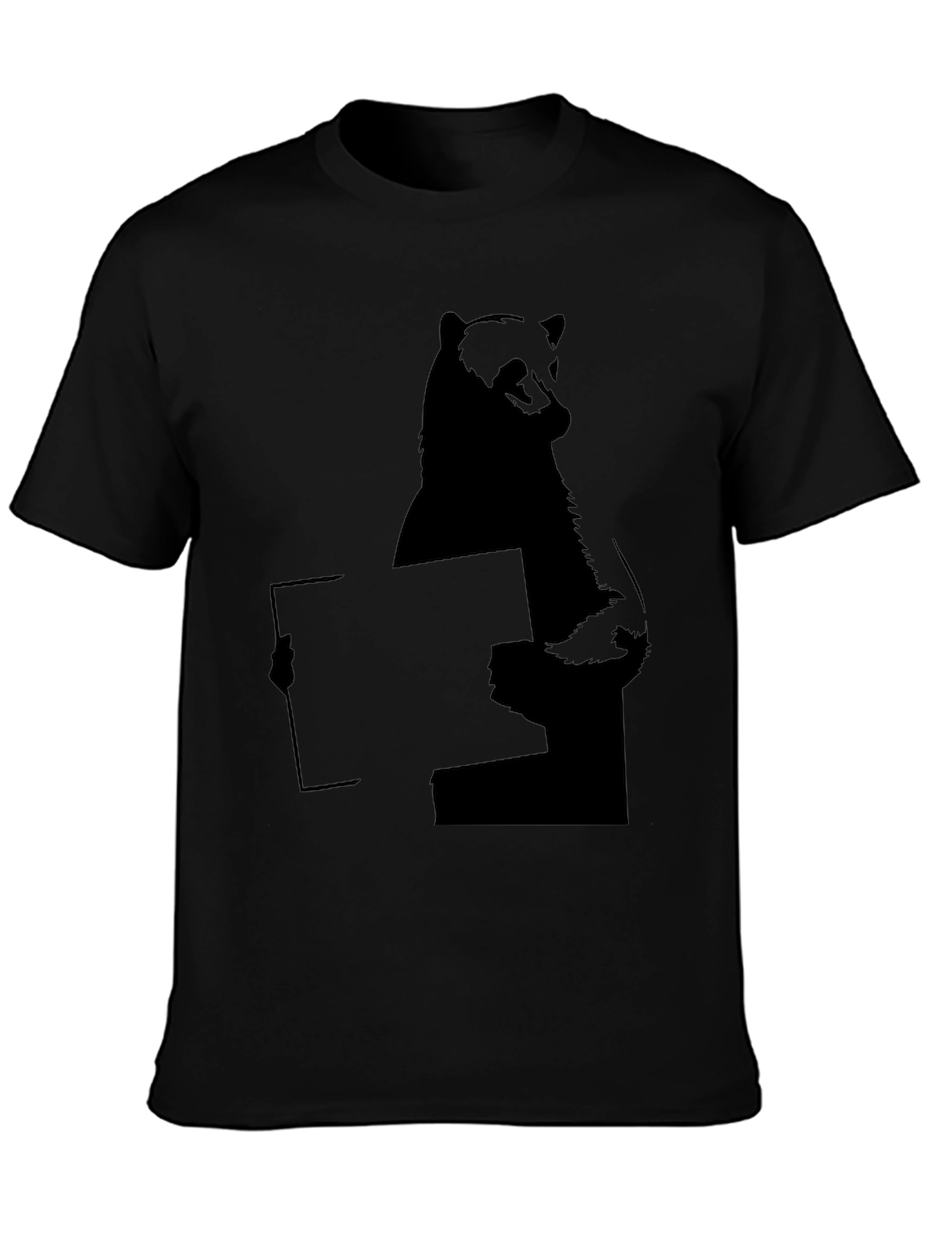 Bear Holding Sign T-Shirt - Black Graphic Tee