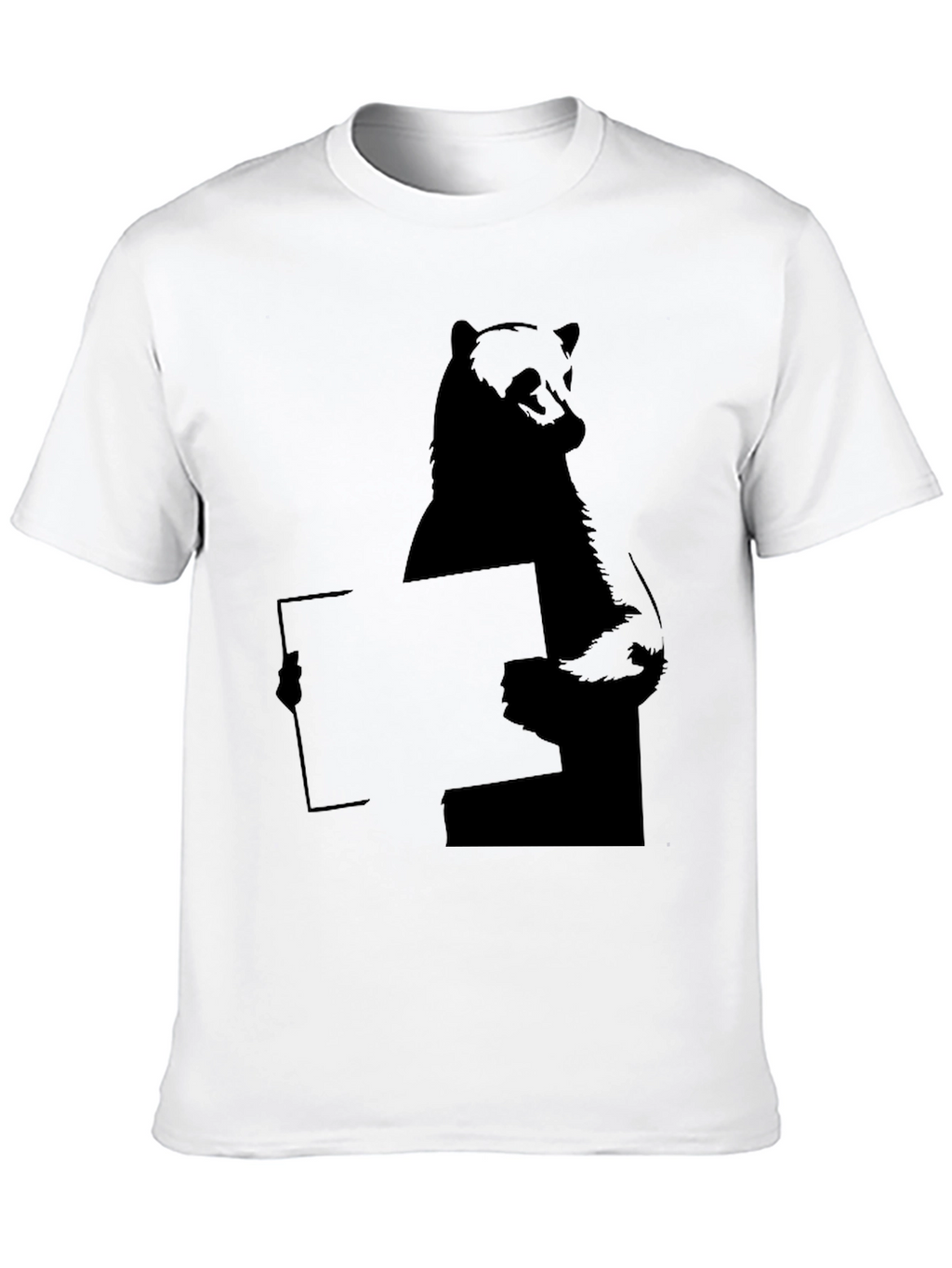 Bear Holding Sign T-Shirt - Black Graphic Tee