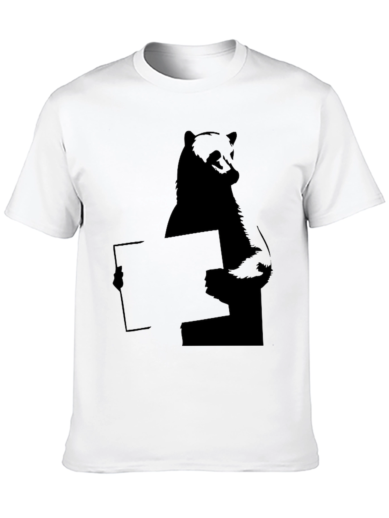 Bear Holding Sign T-Shirt - Black Graphic Tee
