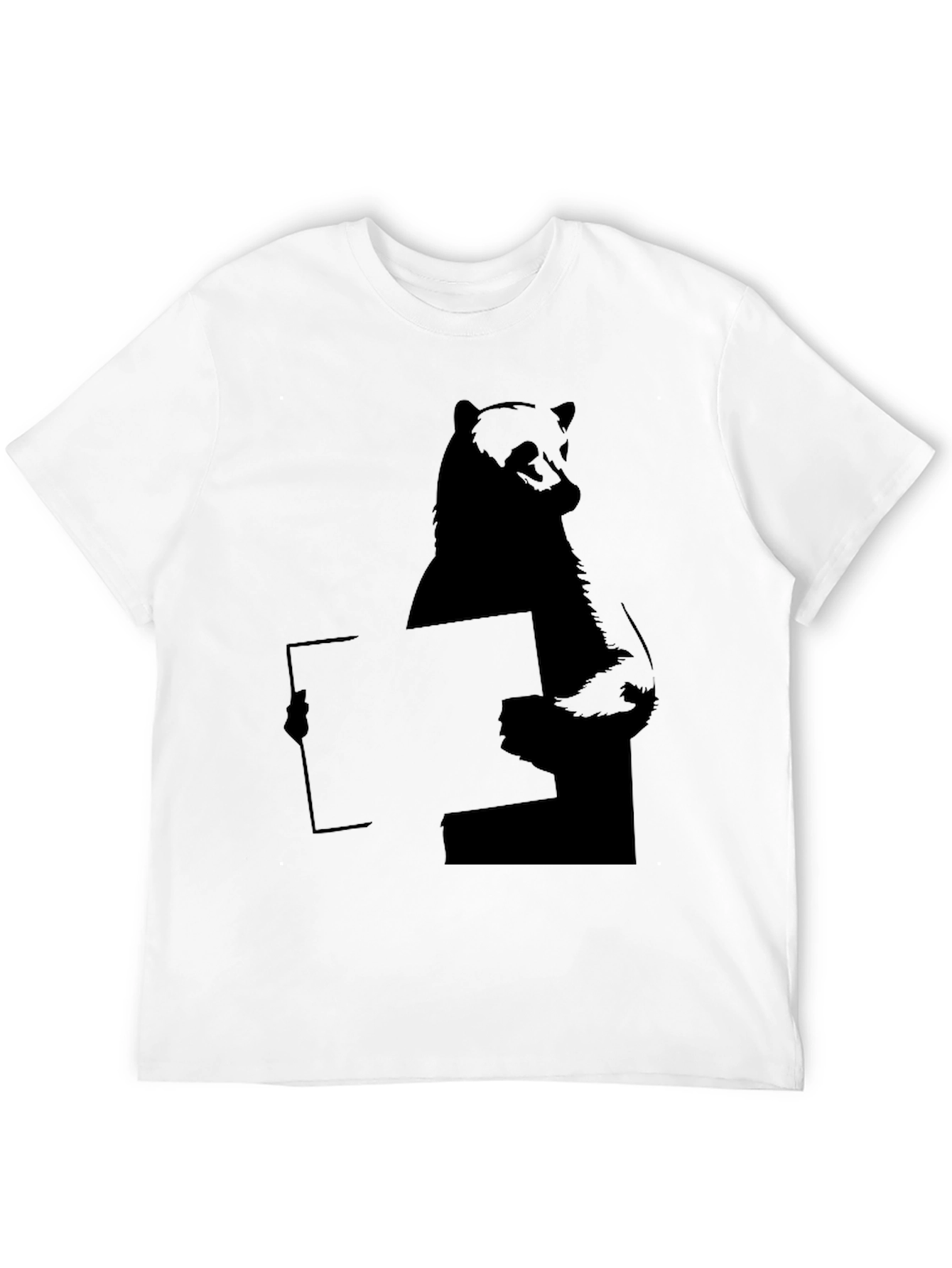 Bear Holding Sign T-Shirt - Black Graphic Tee