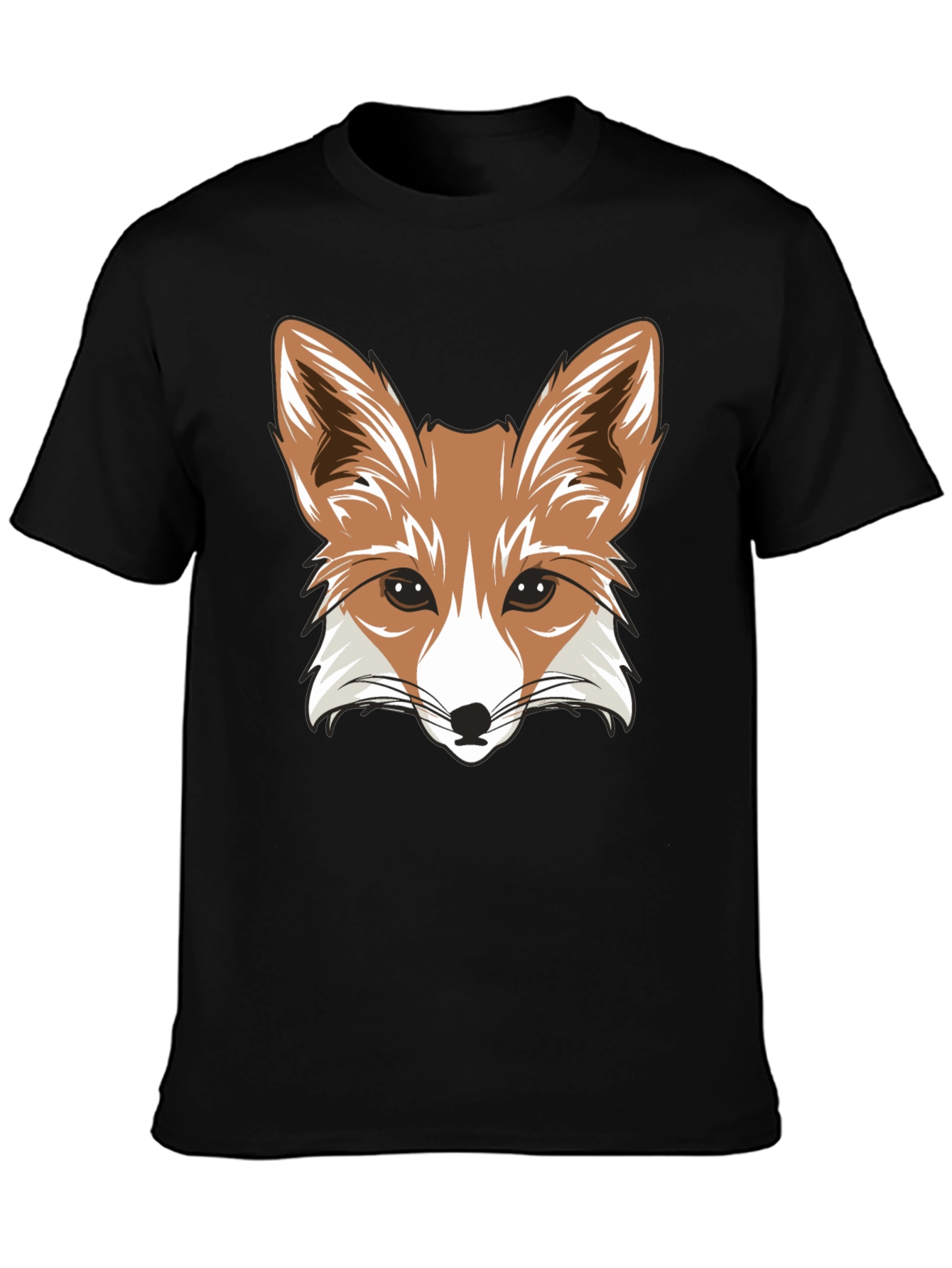 Fox Graphic Tee - Black Cotton Blend - Animal Design