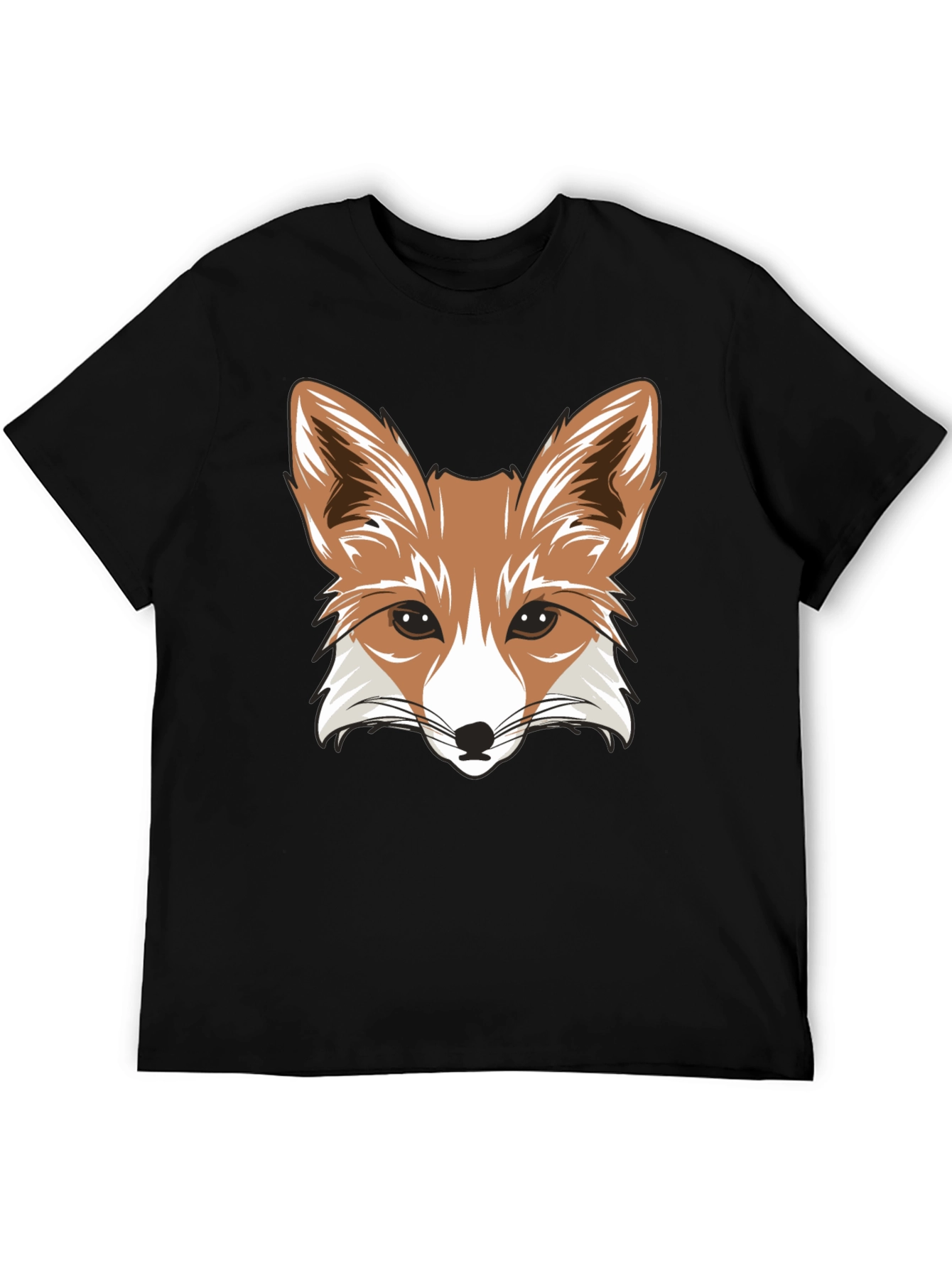 Fox Graphic Tee - Black Cotton Blend - Animal Design