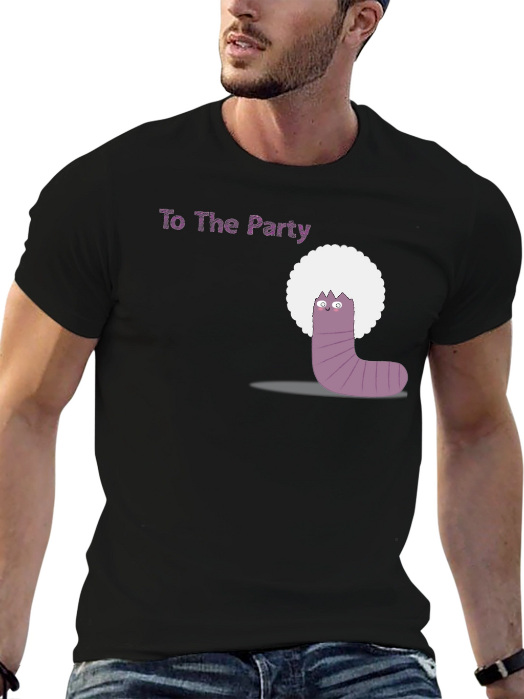 Party Worm Tee - Black Cotton T-Shirt