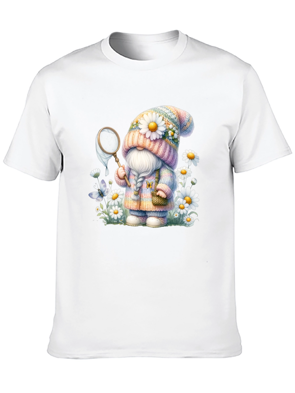 Cute Gnome T-Shirt - Spring Butterfly Catcher Design