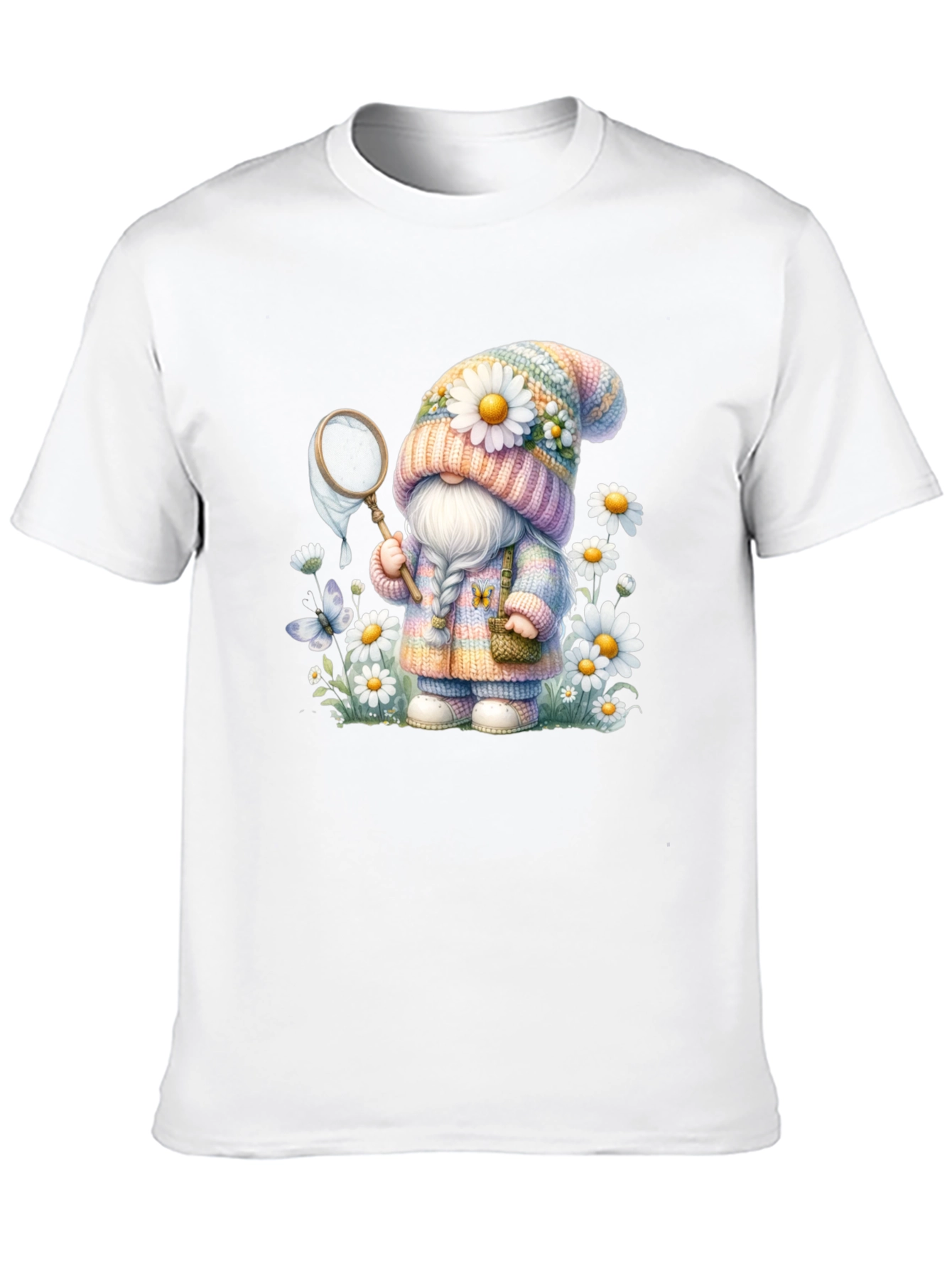 Cute Gnome T-Shirt - Spring Butterfly Catcher Design