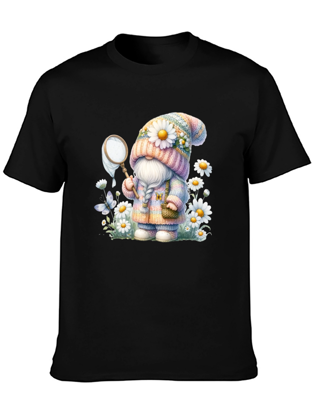 Cute Gnome T-Shirt - Spring Butterfly Catcher Design
