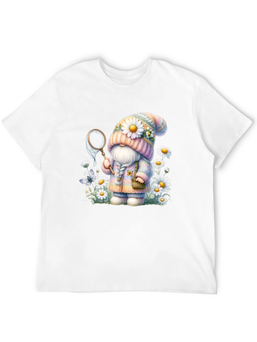 Cute Gnome T-Shirt - Spring Butterfly Catcher Design