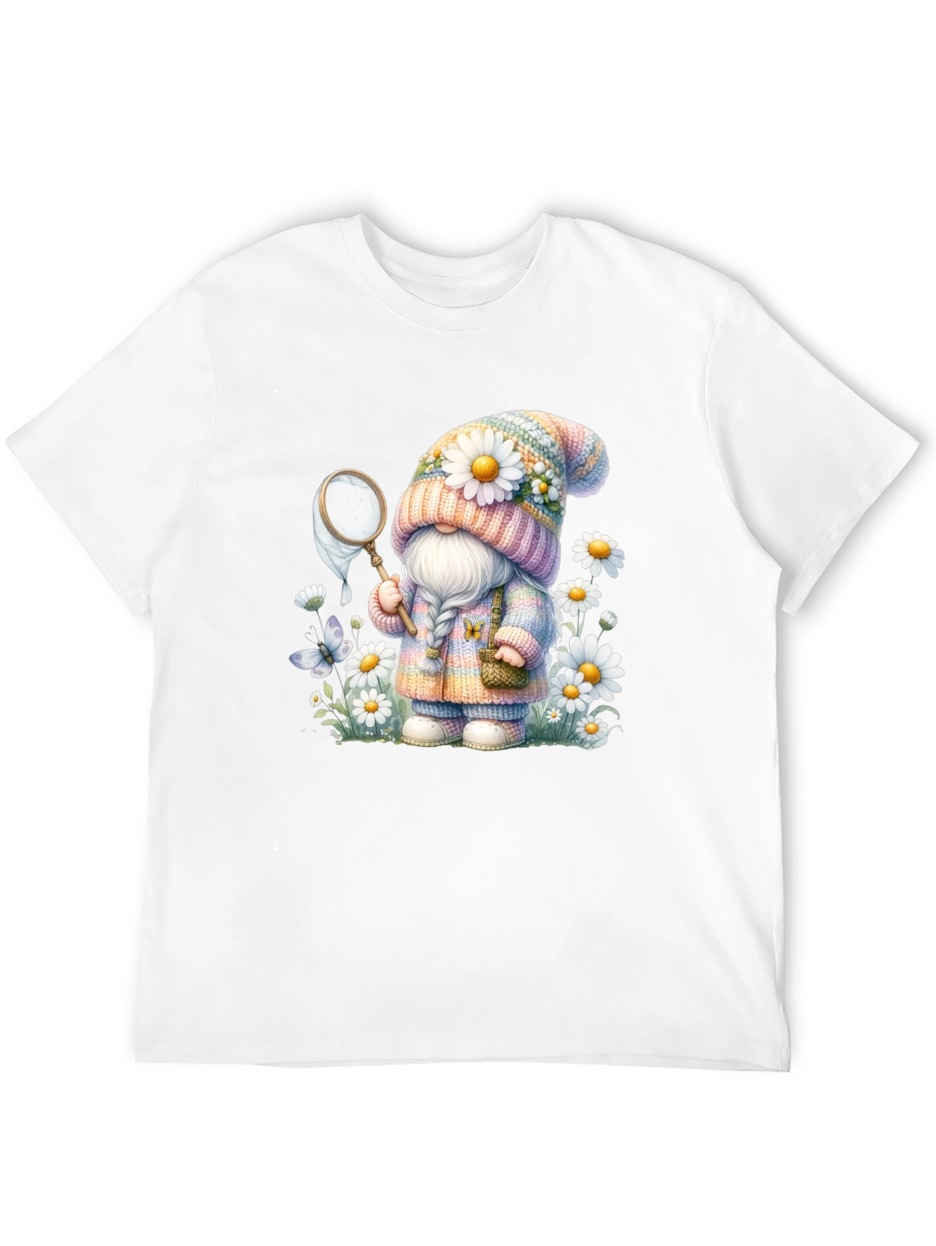 Cute Gnome T-Shirt - Spring Butterfly Catcher Design