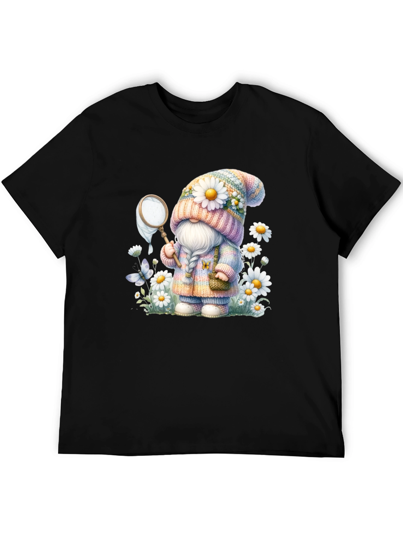 Cute Gnome T-Shirt - Spring Butterfly Catcher Design