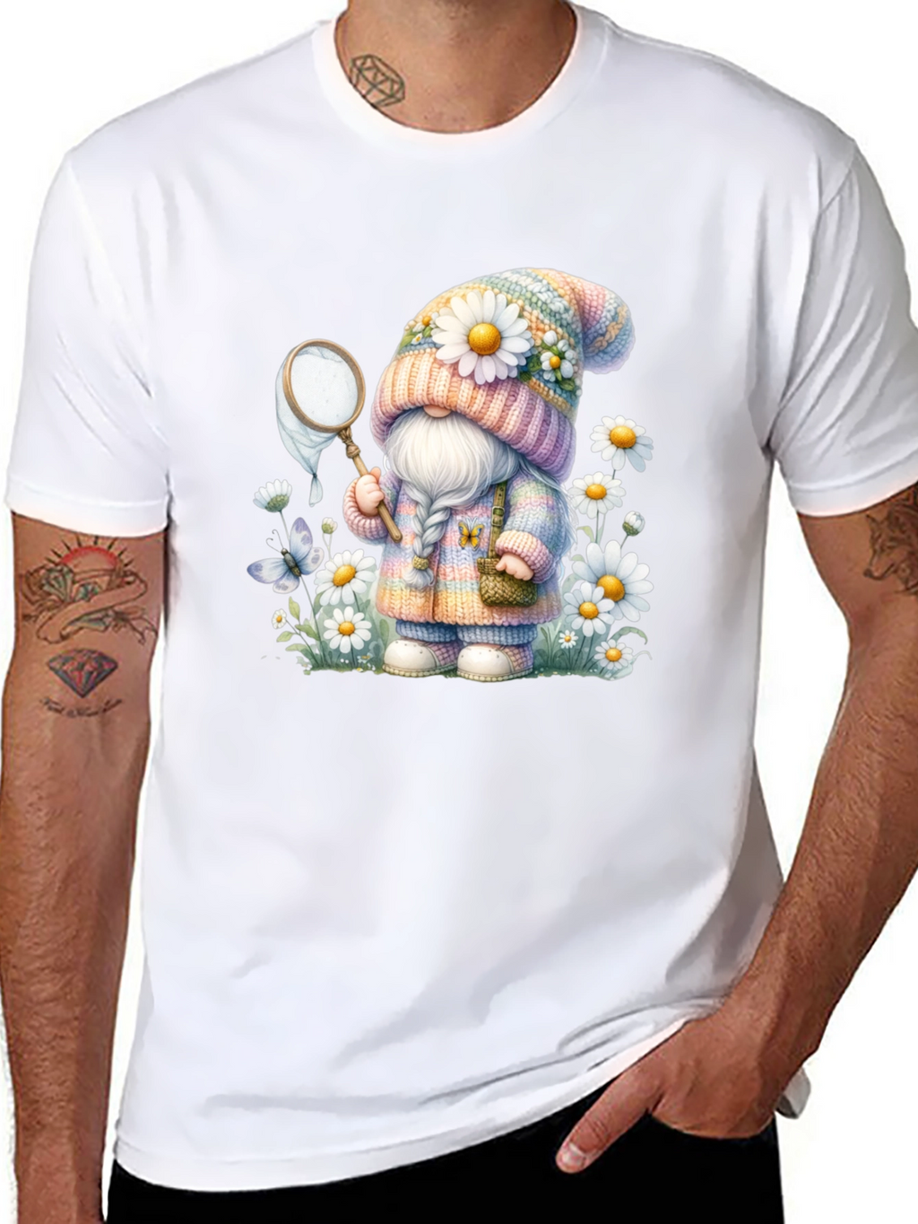 Cute Gnome T-Shirt - Spring Butterfly Catcher Design