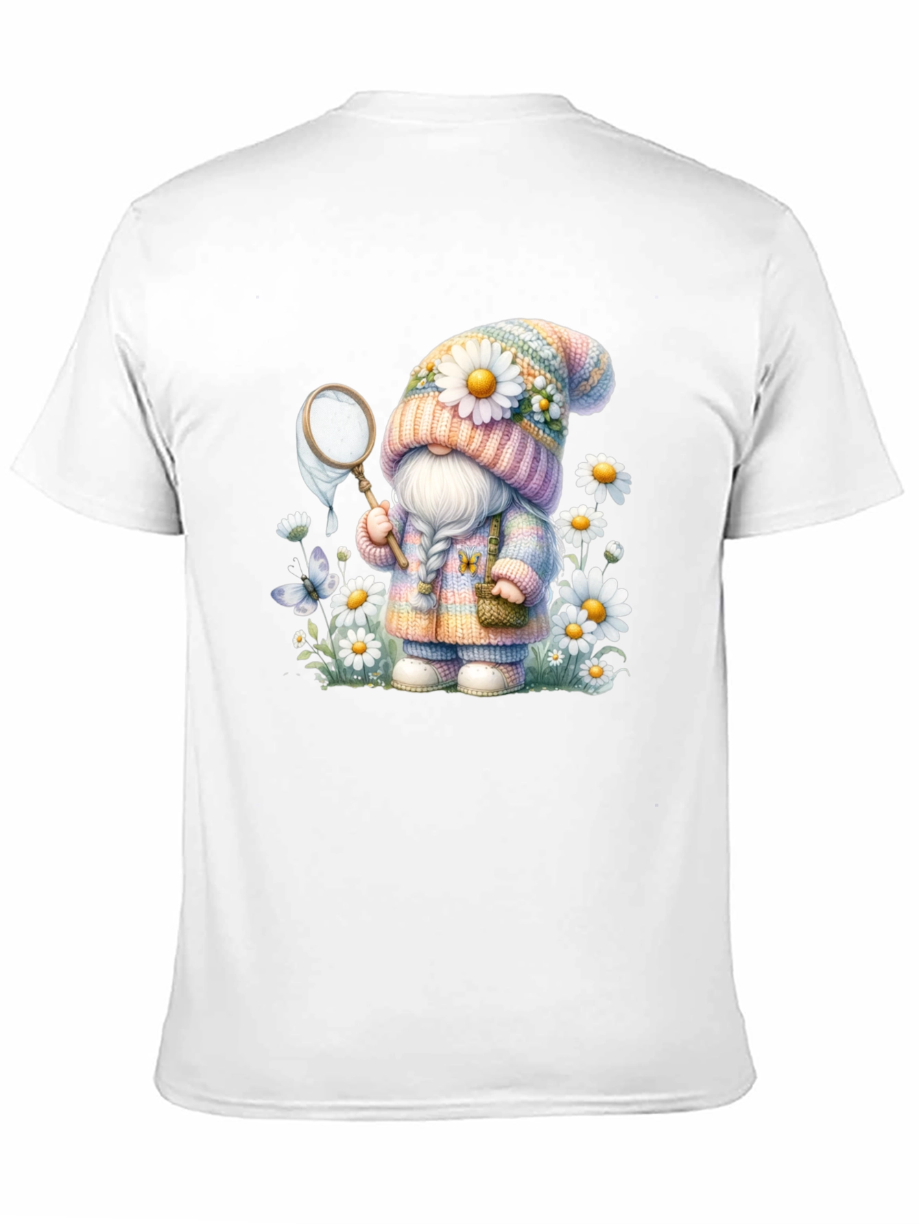 Cute Gnome T-Shirt - Spring Butterfly Catcher Design