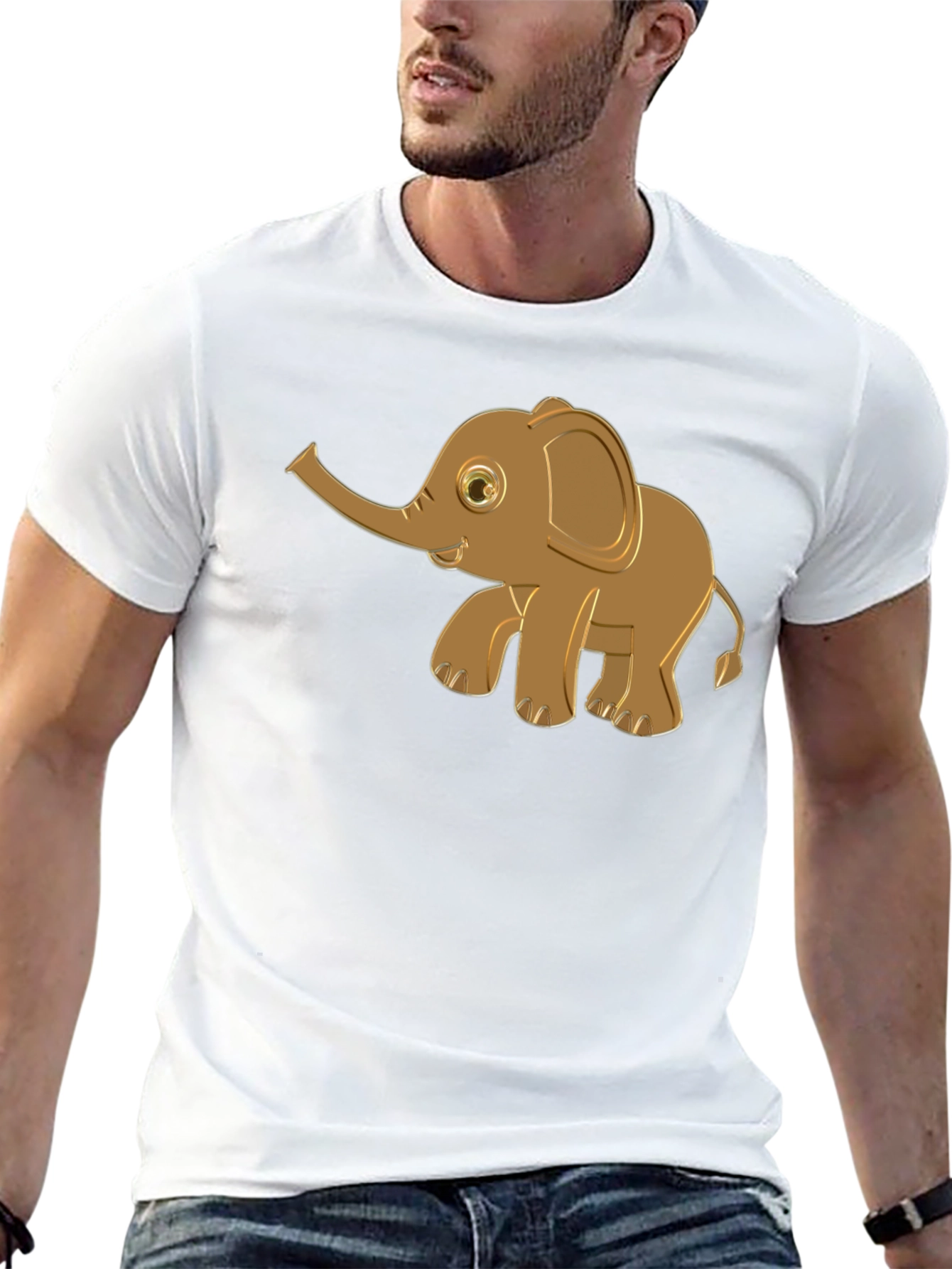Cute Elephant Graphic Tee - Black