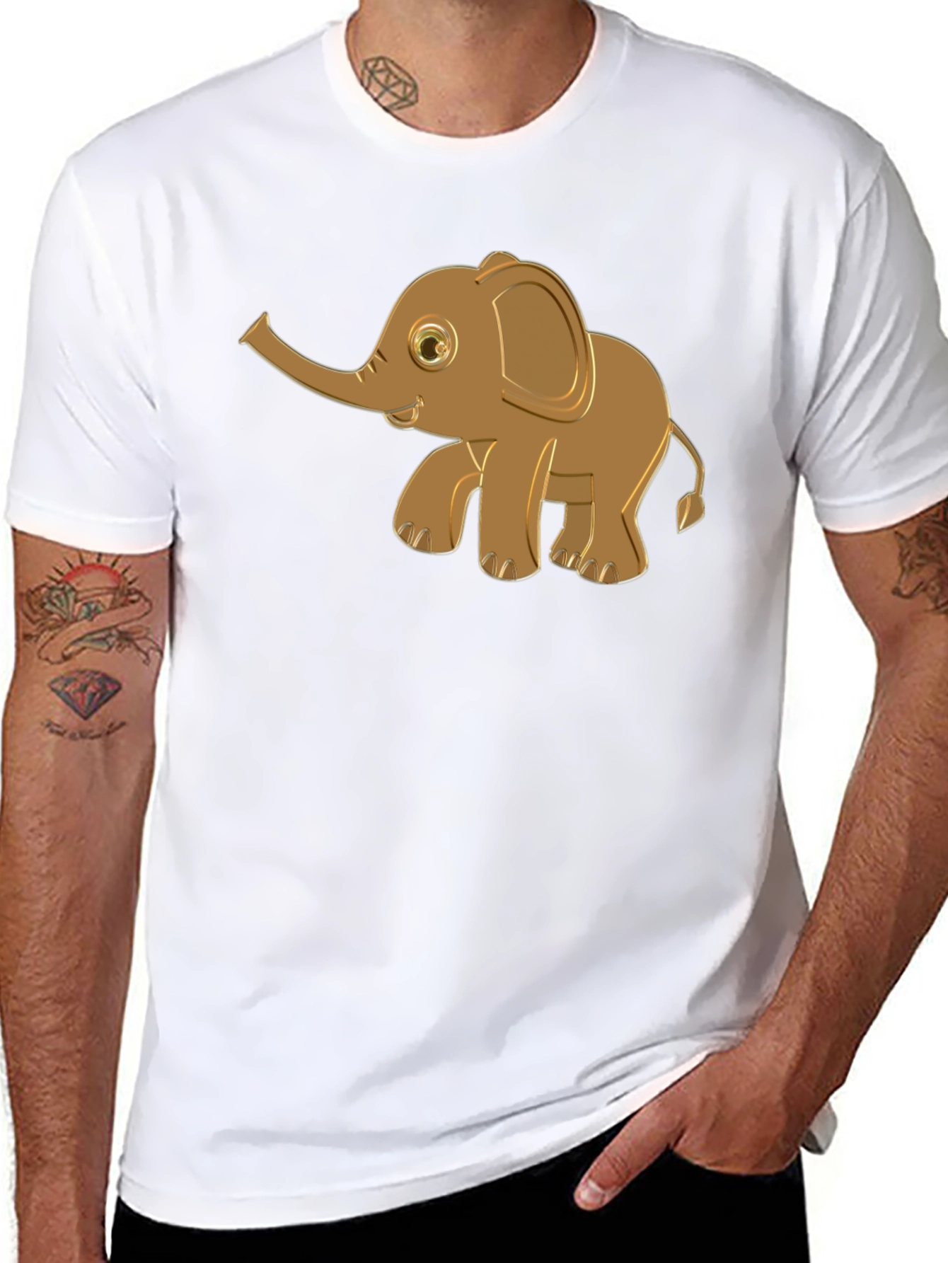 Cute Elephant Graphic Tee - Black