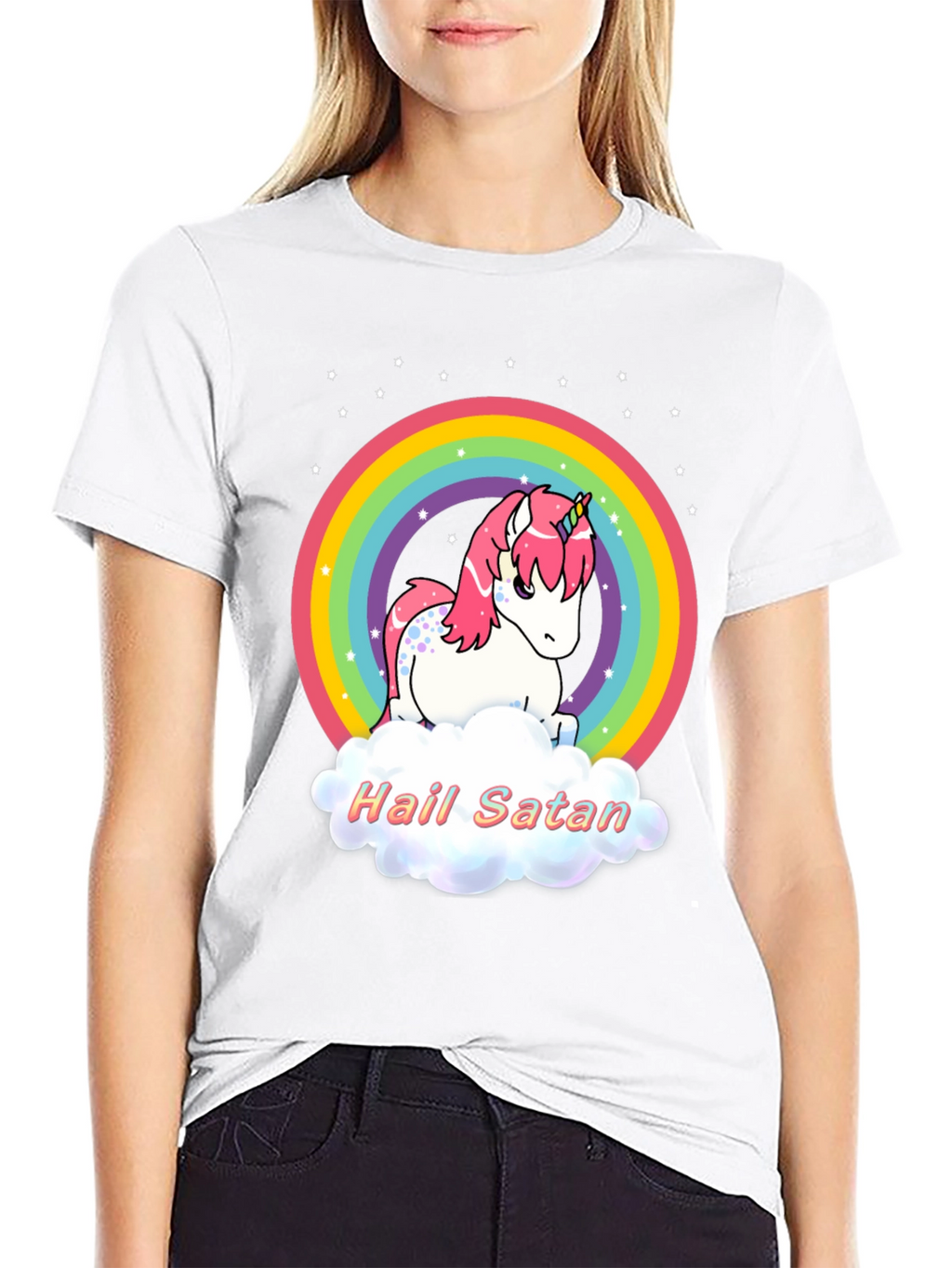 Hail Satan Unicorn Rainbow T-Shirt