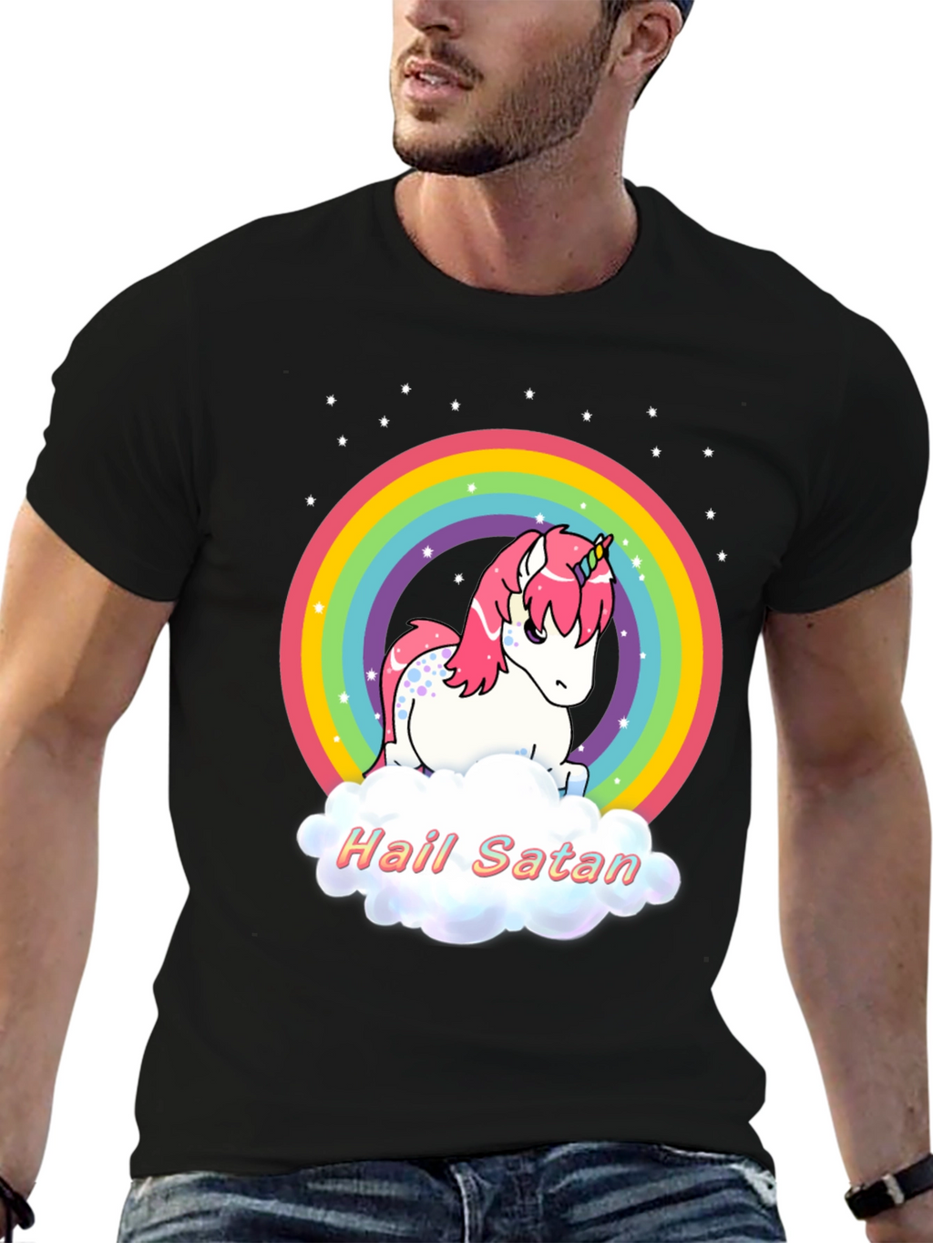 Hail Satan Unicorn Rainbow T-Shirt