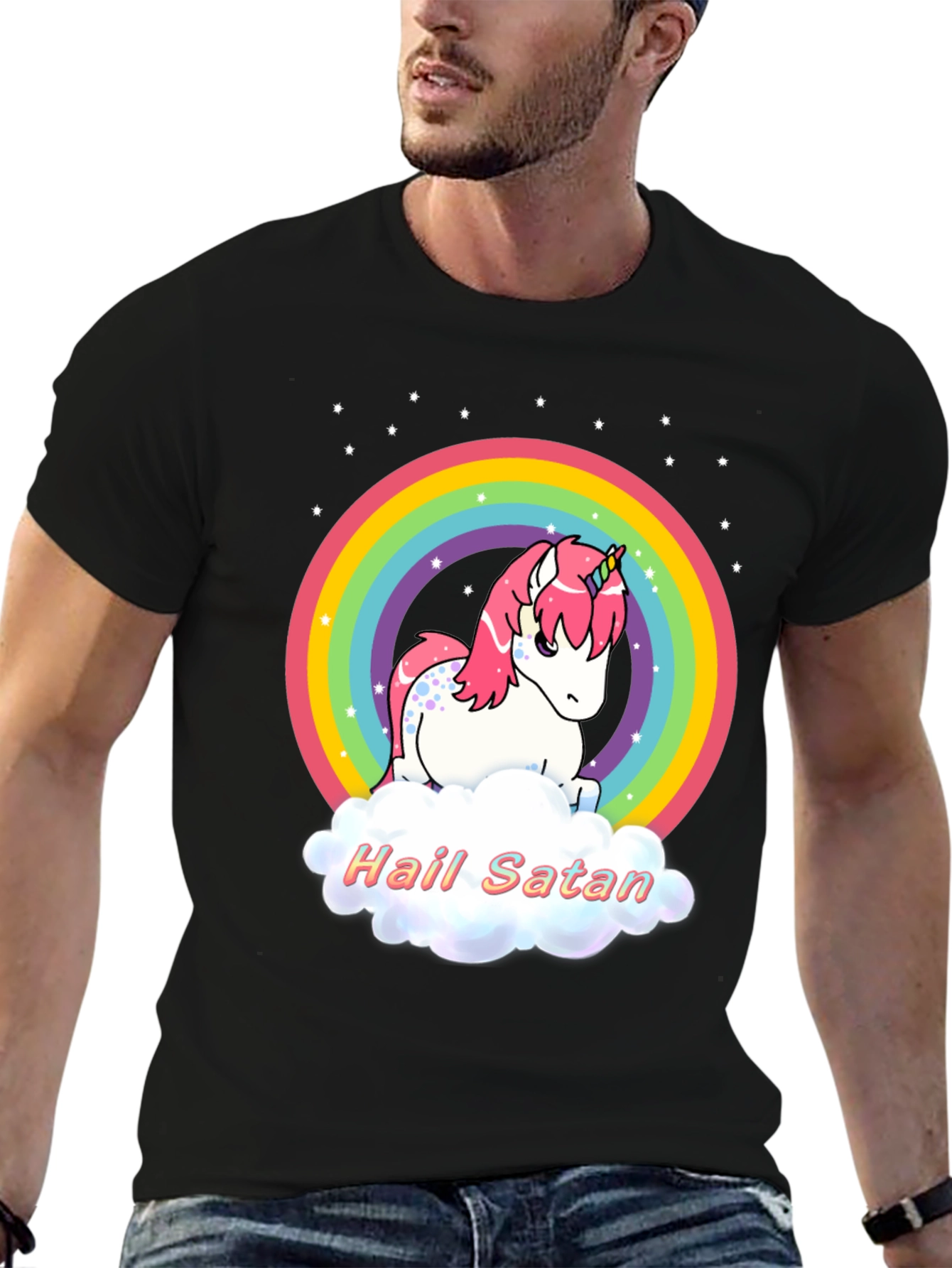 Hail Satan Unicorn Rainbow T-Shirt
