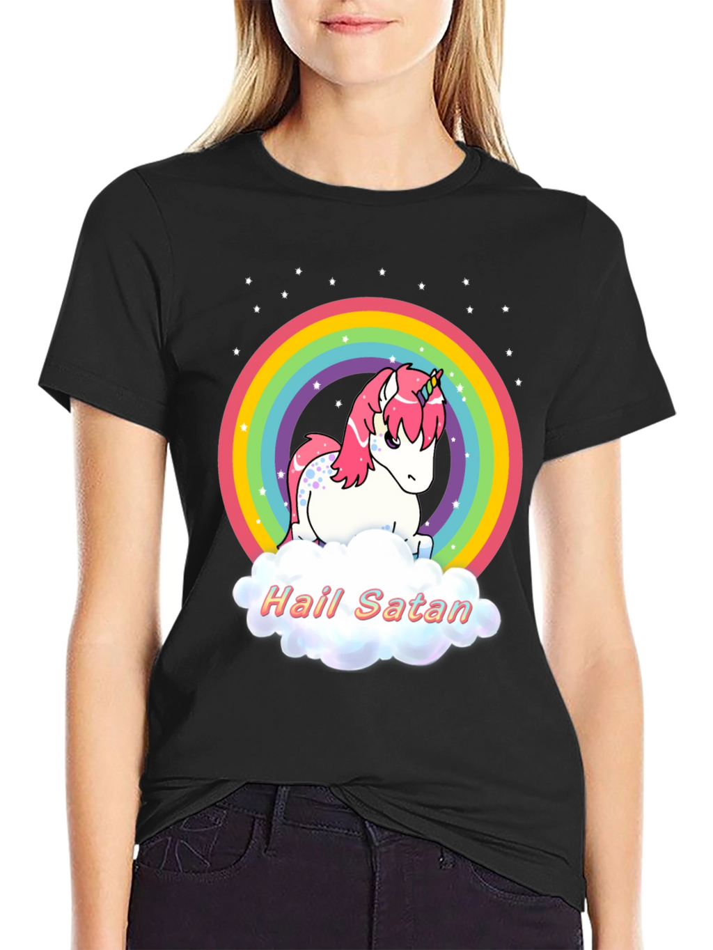 Hail Satan Unicorn Rainbow T-Shirt