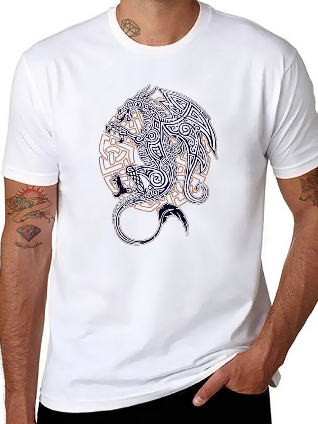 Celtic Dragon Graphic Black T-Shirt