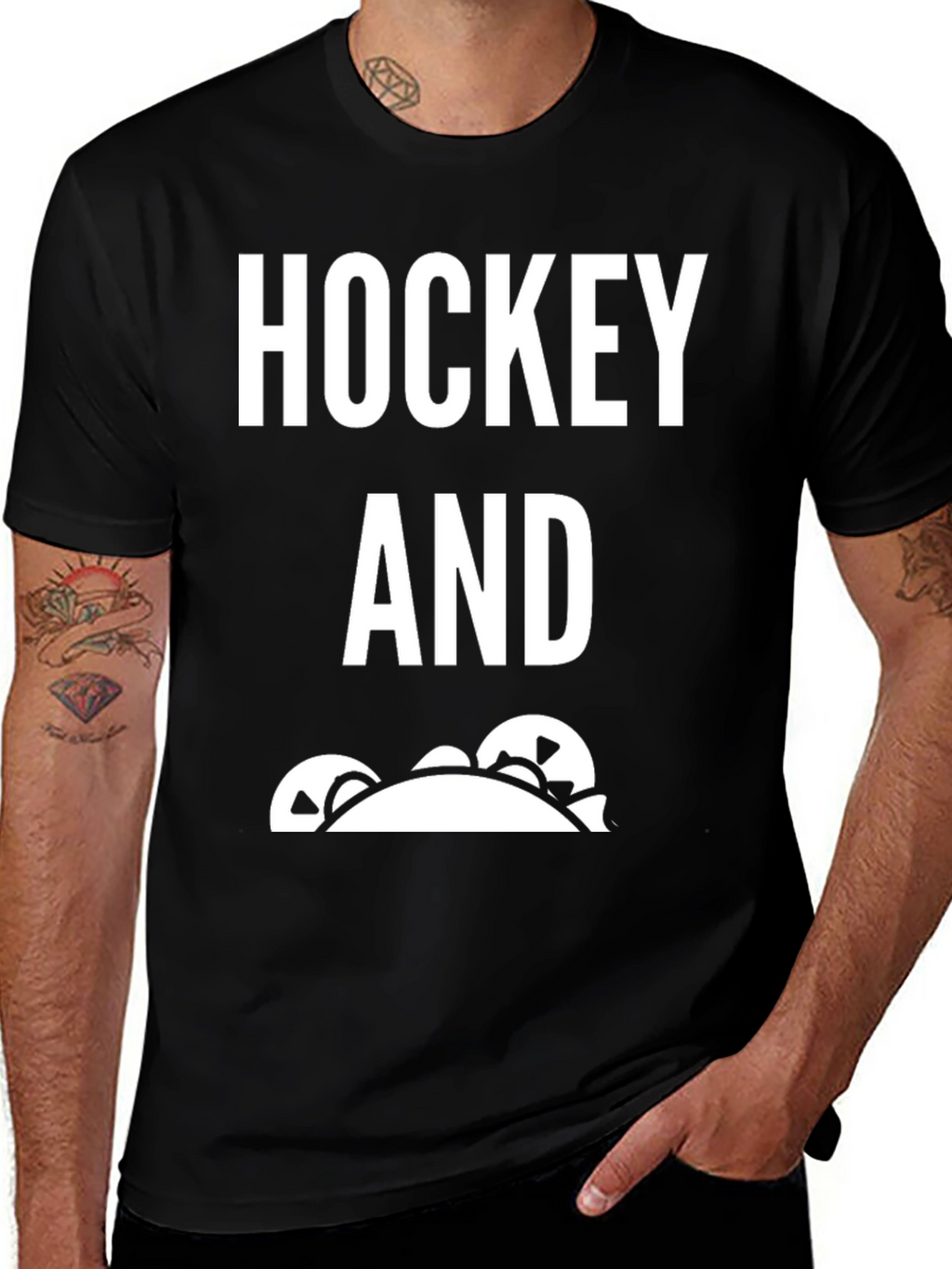 Hockey And Tacos Mens Black T-Shirt