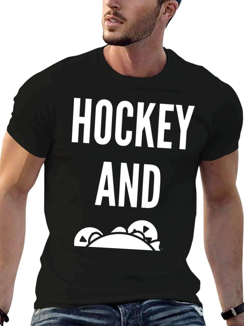Hockey And Tacos Mens Black T-Shirt