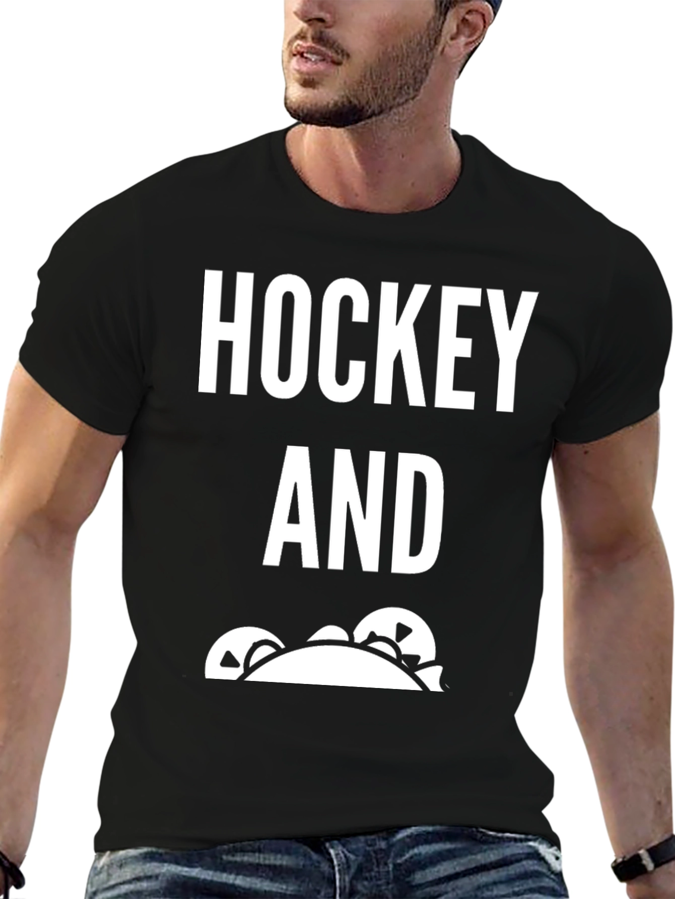 Hockey And Tacos Mens Black T-Shirt